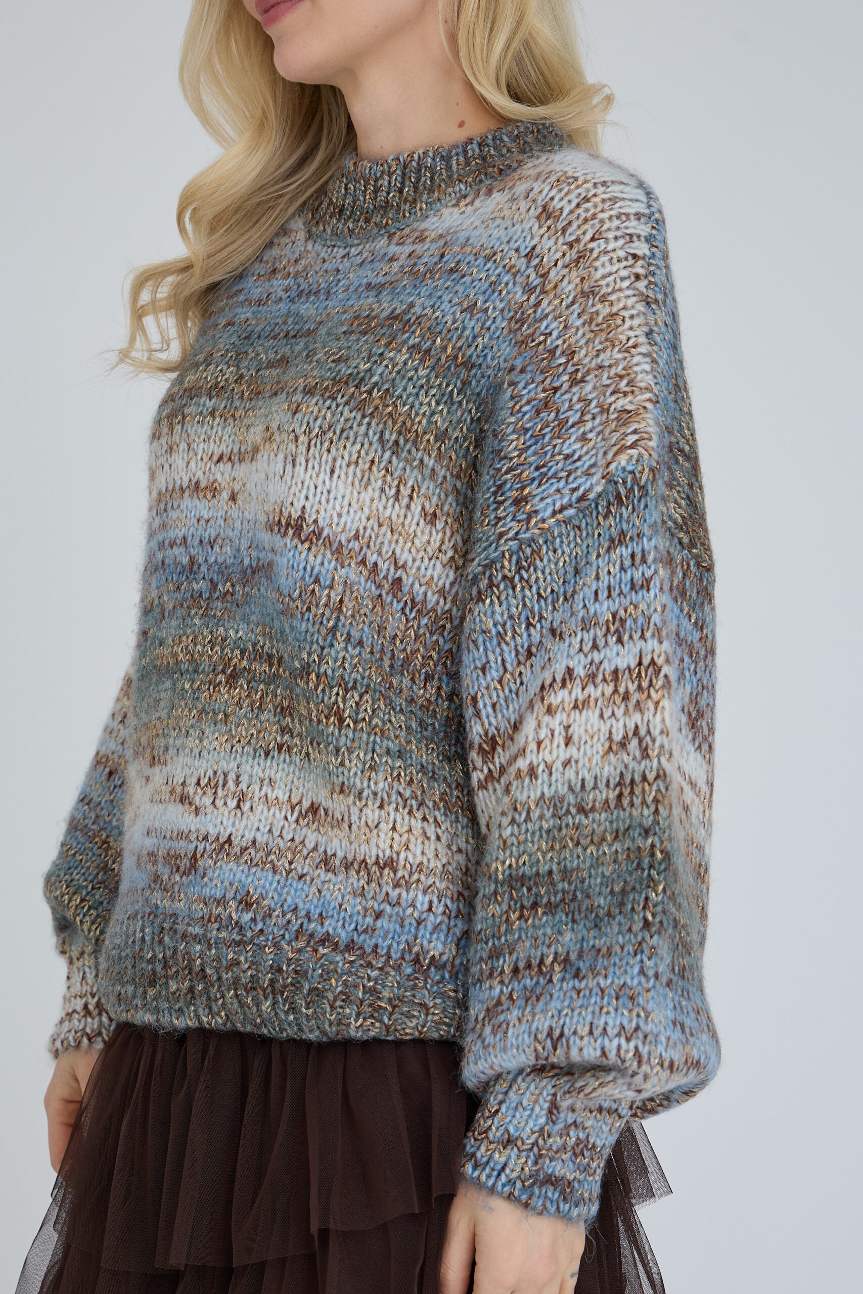A-View Glitta Knit Pullover - Brown/Blue