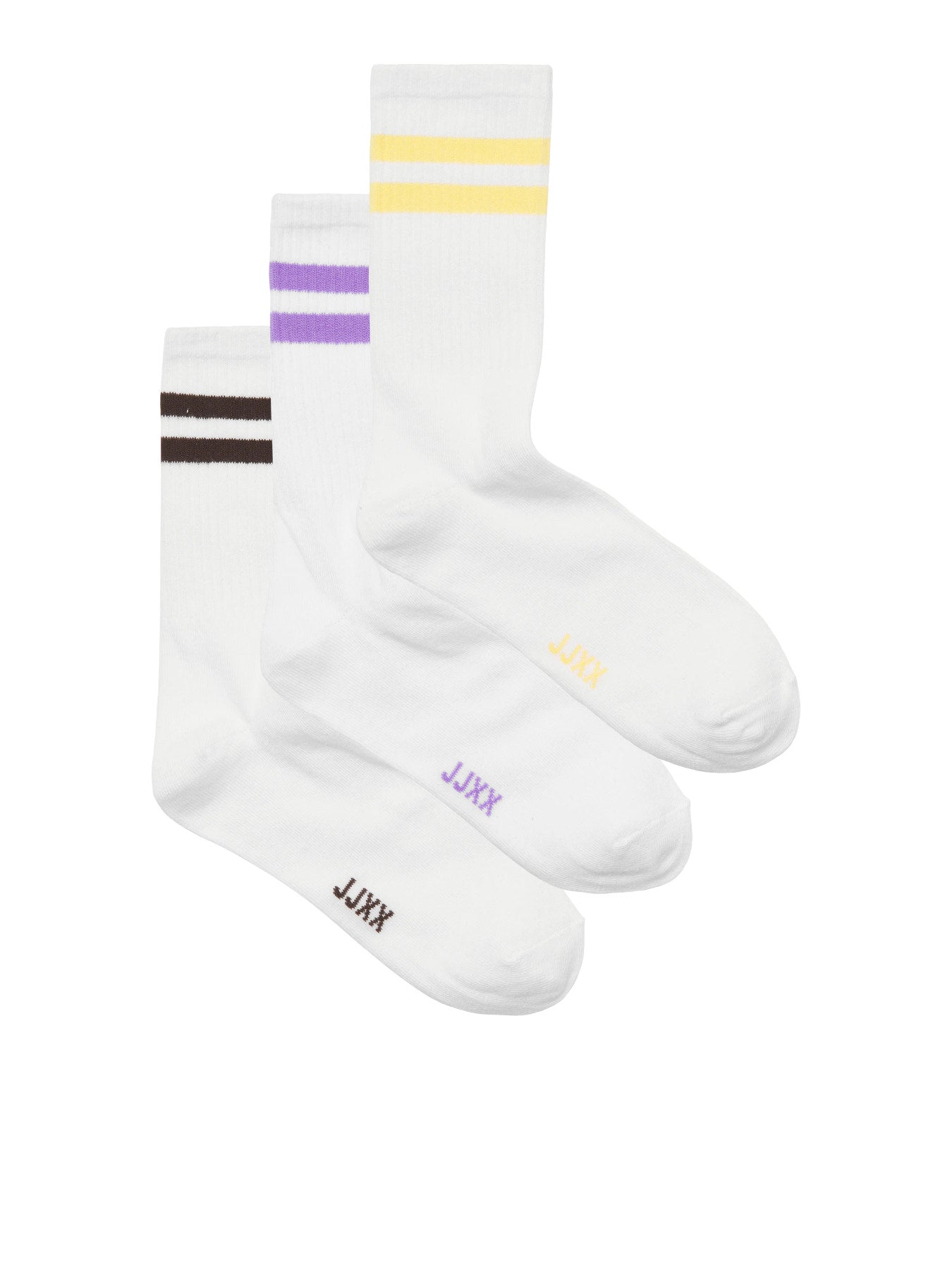 JJXX BASIC TENNIS SOCK 3-PACK ACC NOOS Purple Rose w. Seal Brown & Sunlight