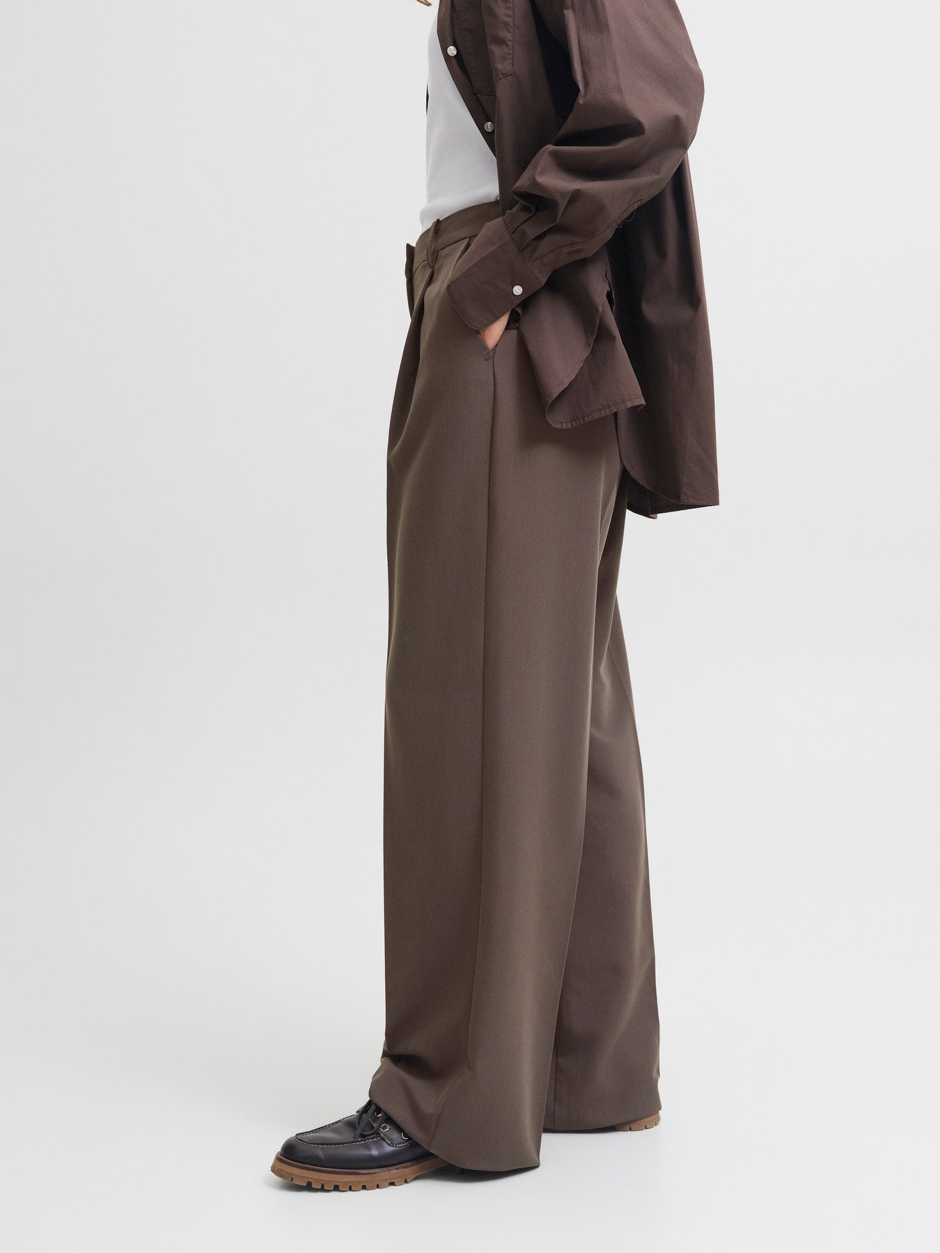 JJXX AYA ELLIS WIDE HW PANTS TLR NOOS Chocolate "30"