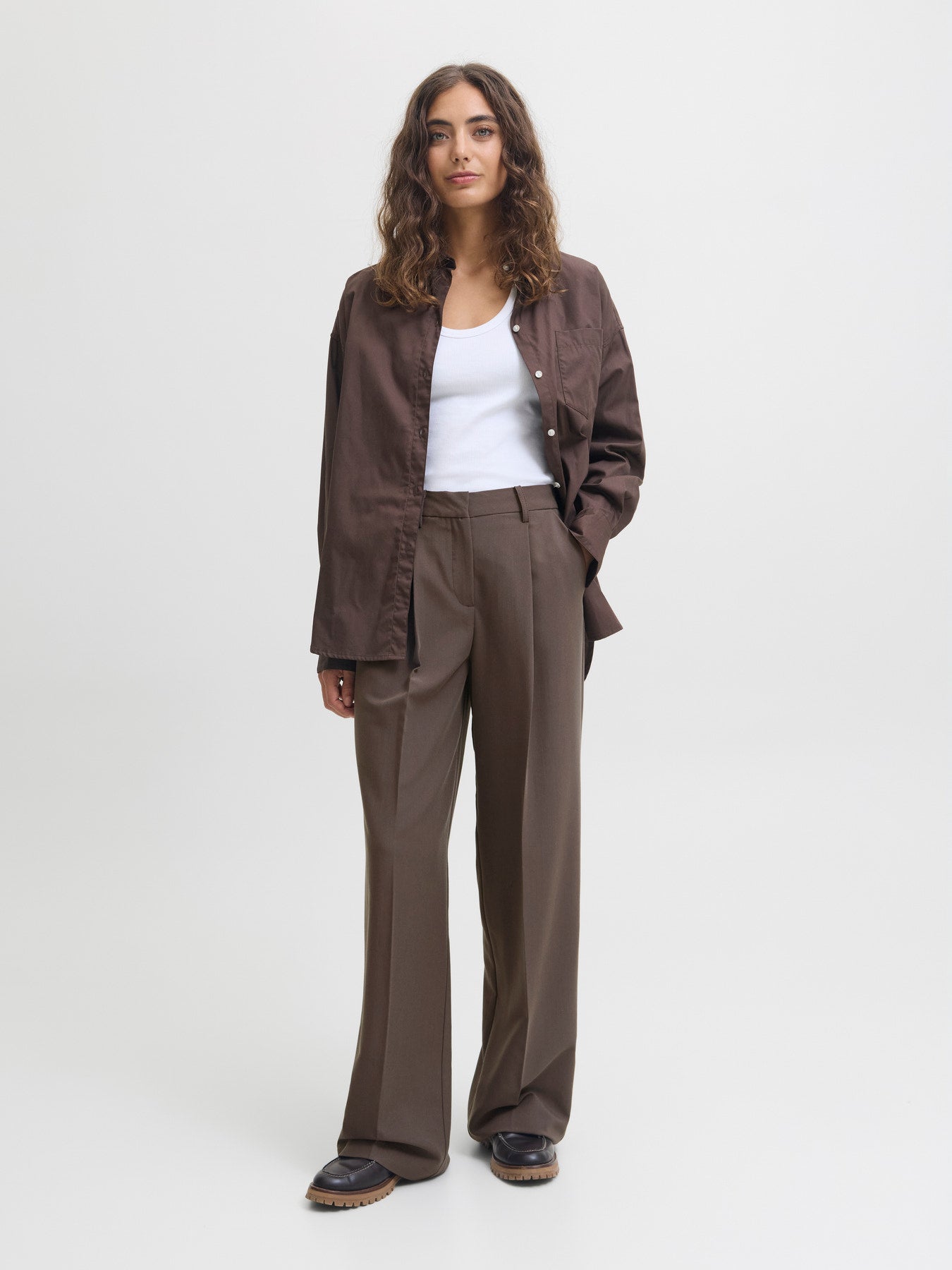 JJXX AYA ELLIS WIDE HW PANTS TLR NOOS Chocolate "30"