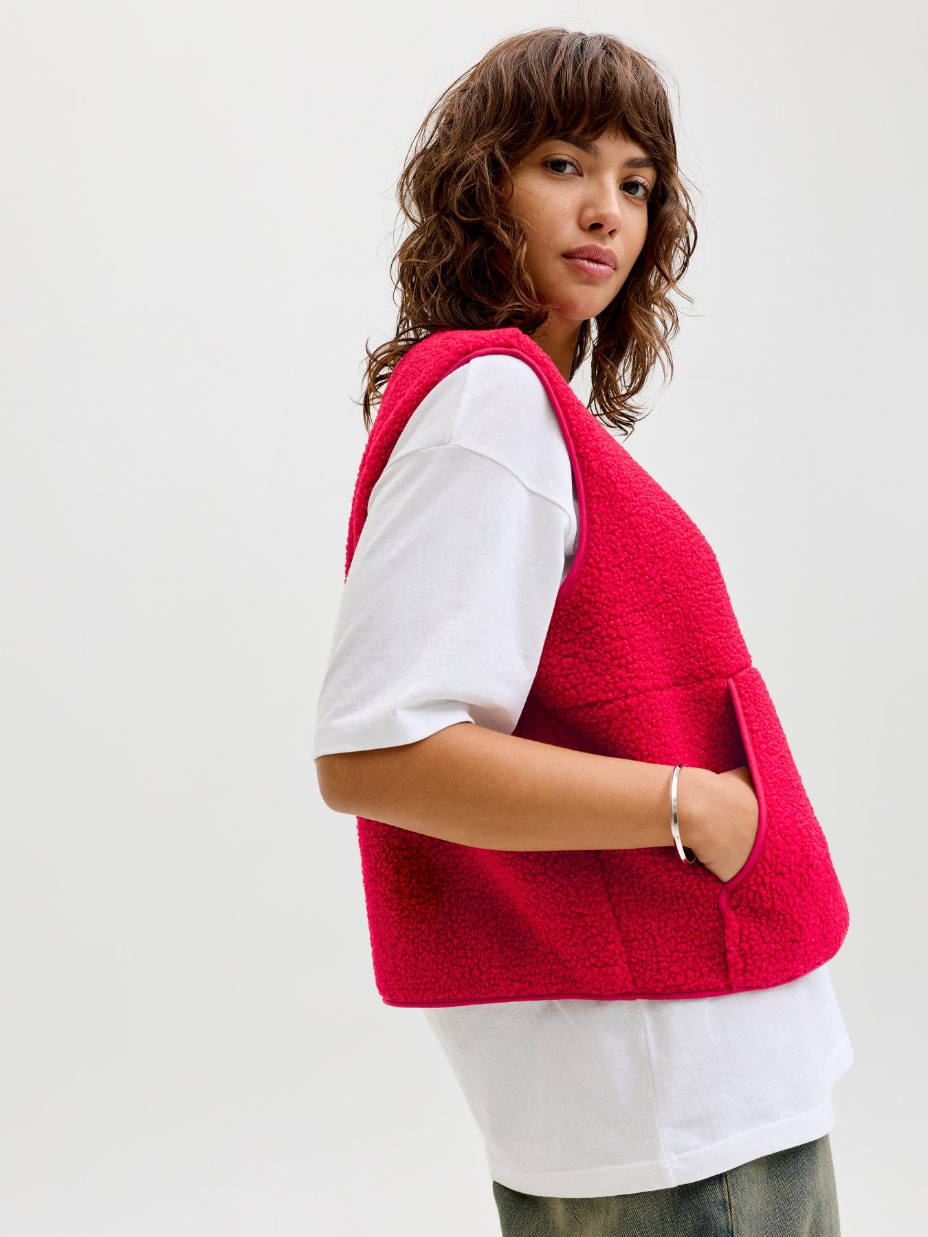 JJXX VERA TEDDY VEST OTW NOOS RØD