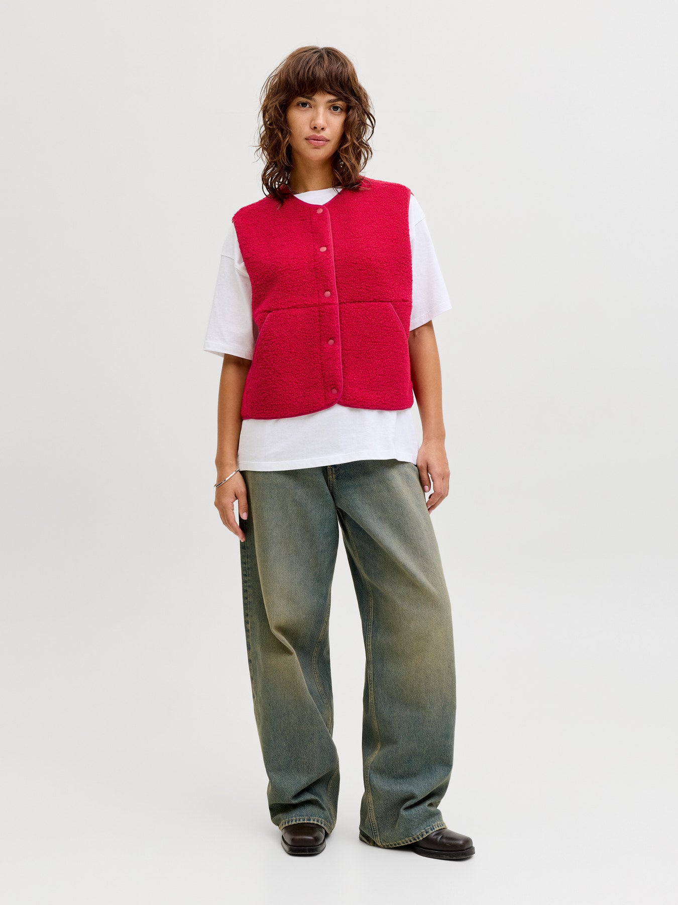 JJXX VERA TEDDY VEST OTW NOOS RØD