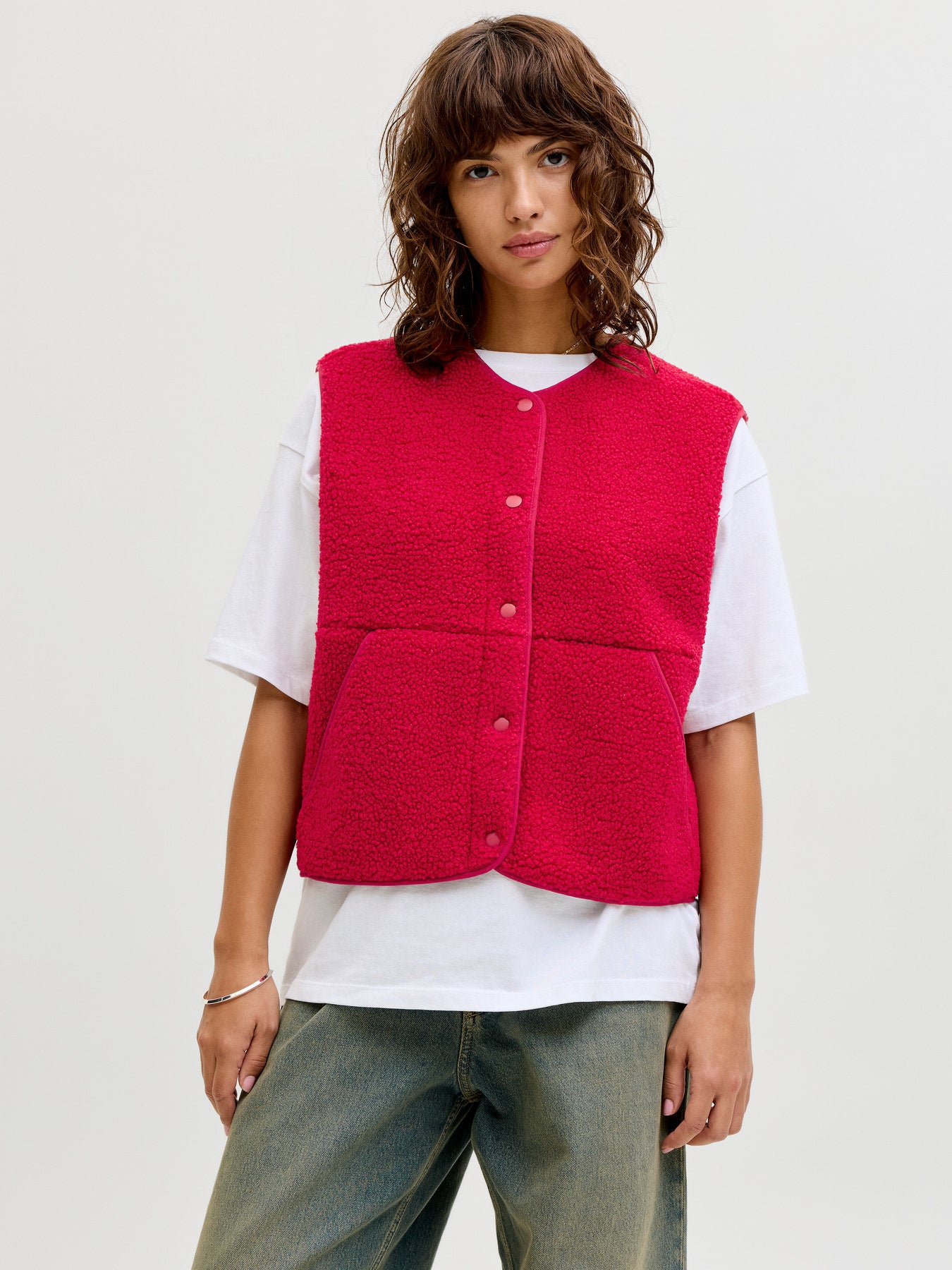 JJXX VERA TEDDY VEST OTW NOOS RØD