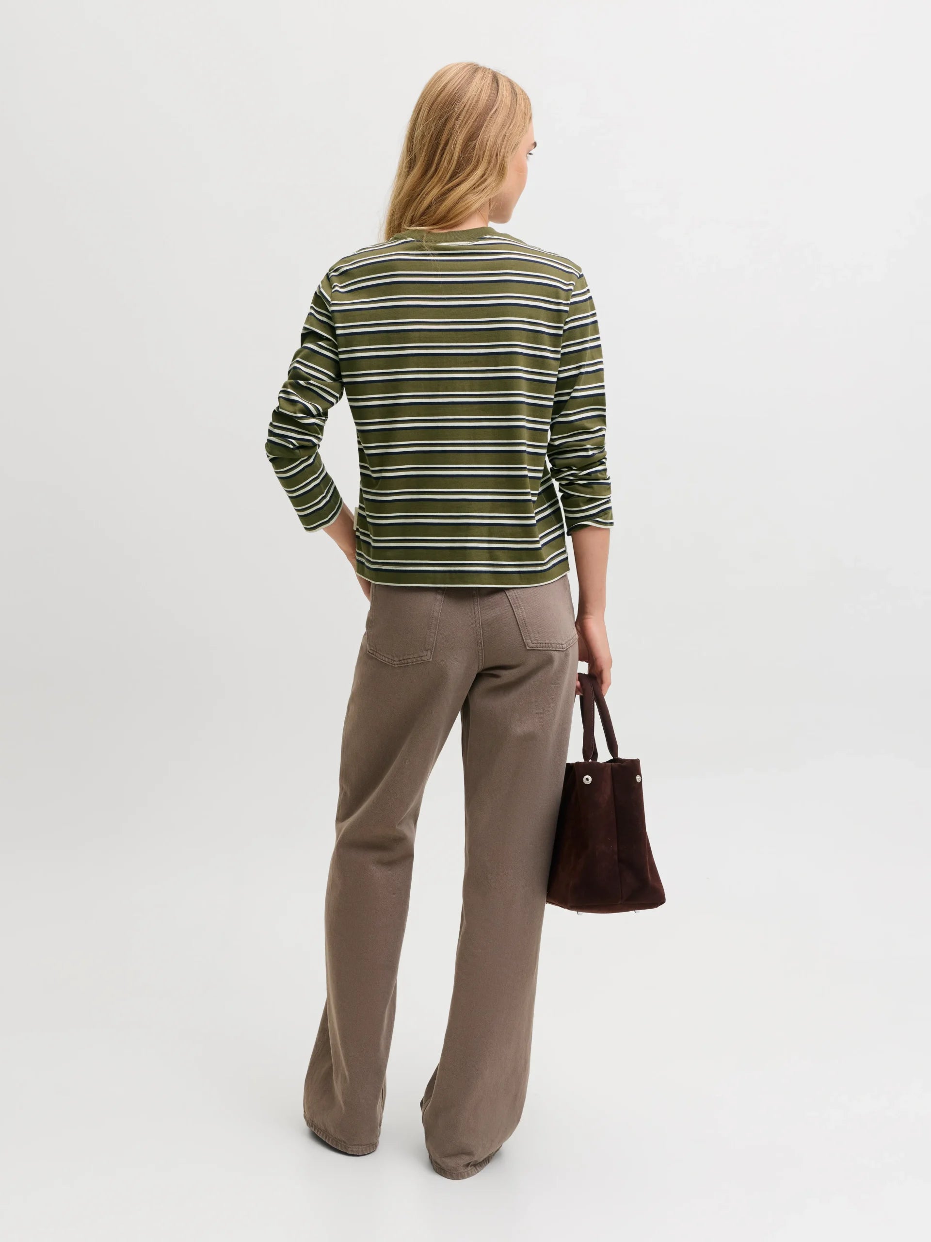 JJXX SOPHIA BOXY LS STRIPE TEE JRS SN Winter Moss Night Sky & Vanilla Ice