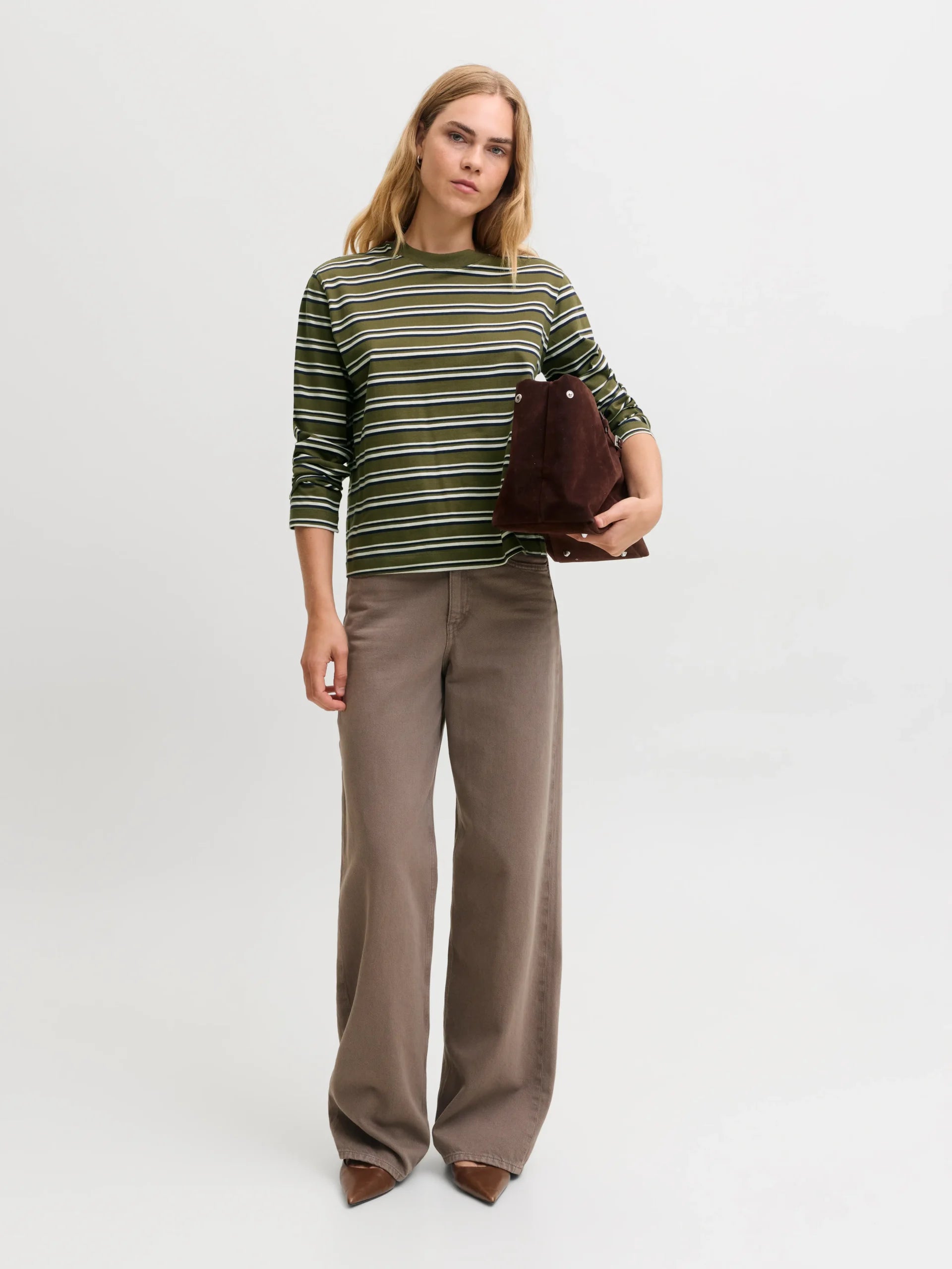 JJXX SOPHIA BOXY LS STRIPE TEE JRS SN Winter Moss Night Sky & Vanilla Ice