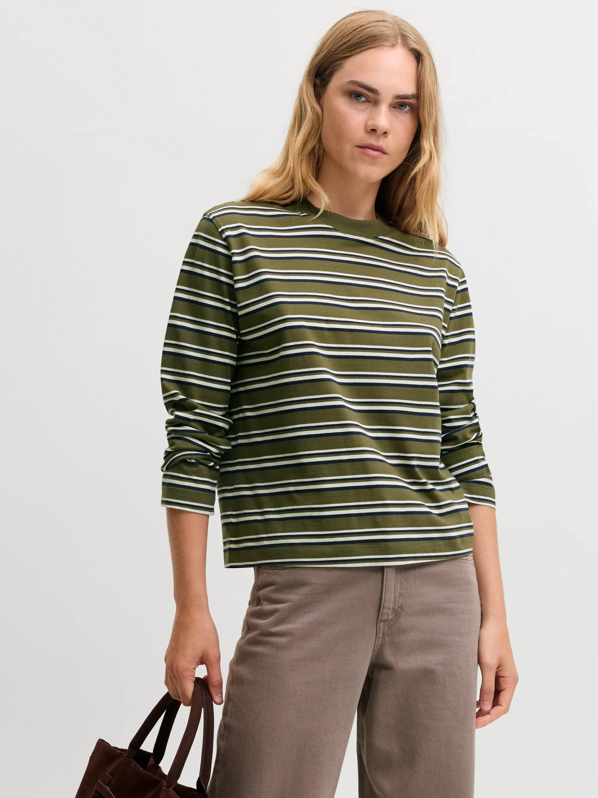 JJXX SOPHIA BOXY LS STRIPE TEE JRS SN Winter Moss Night Sky & Vanilla Ice