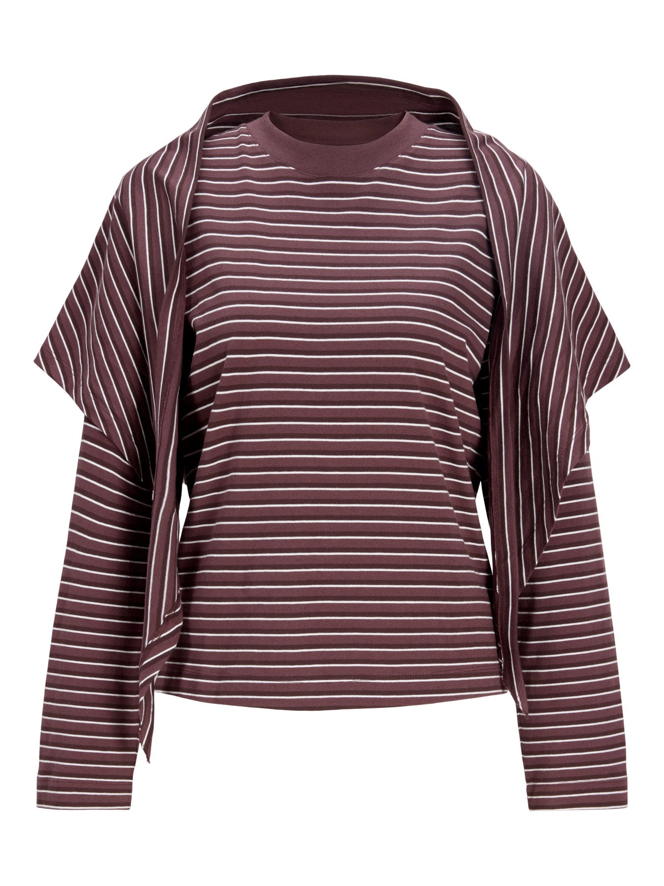 JJXX SOPHIA BOXY LS SCARF TEE JRS EXP Huckleberry Fudge/Cloud Dancer