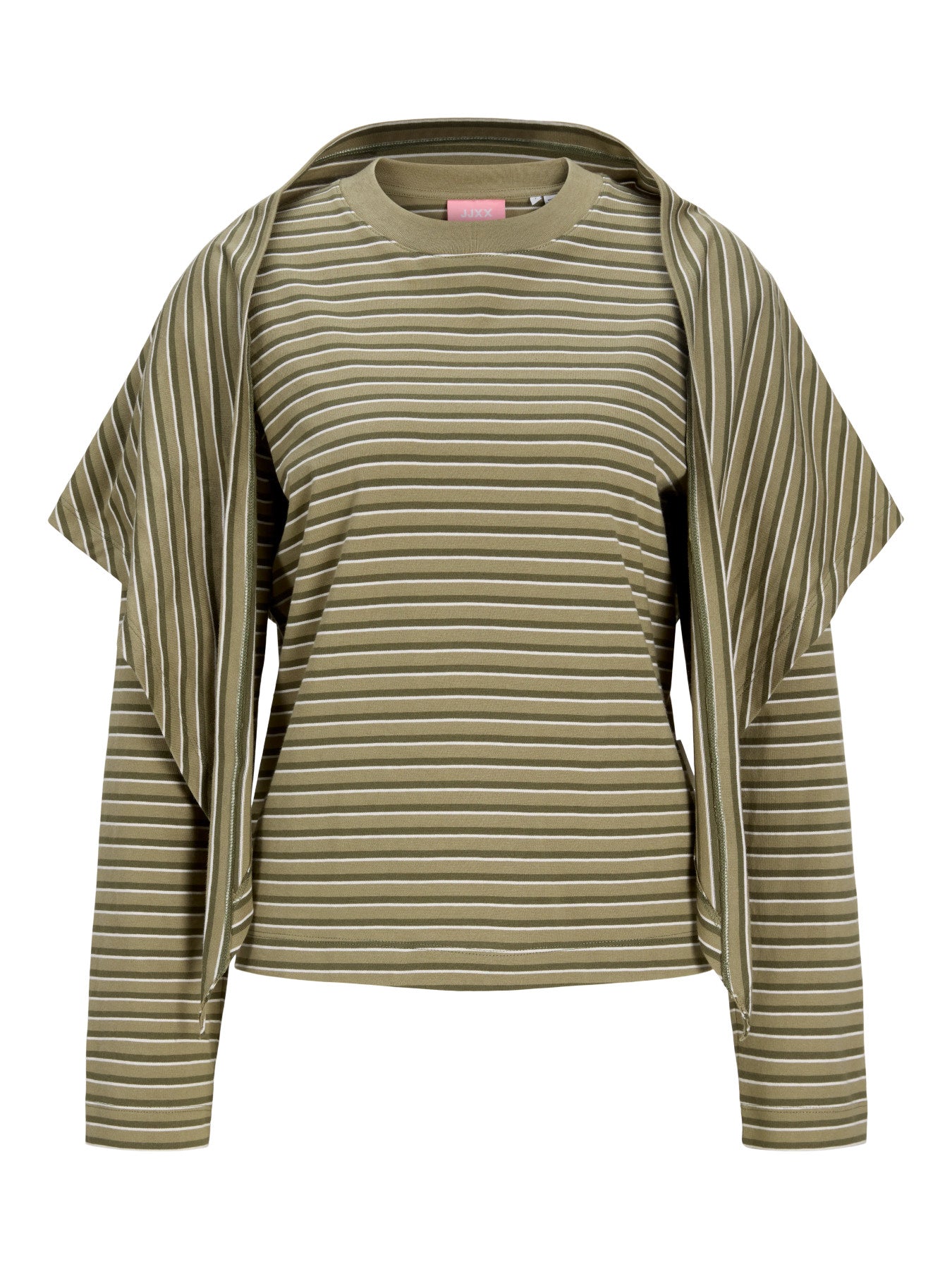 JJXX SOPHIA BOXY LS SCARF TEE JRS EXP Dusky Green Olive Night/Wind Chime