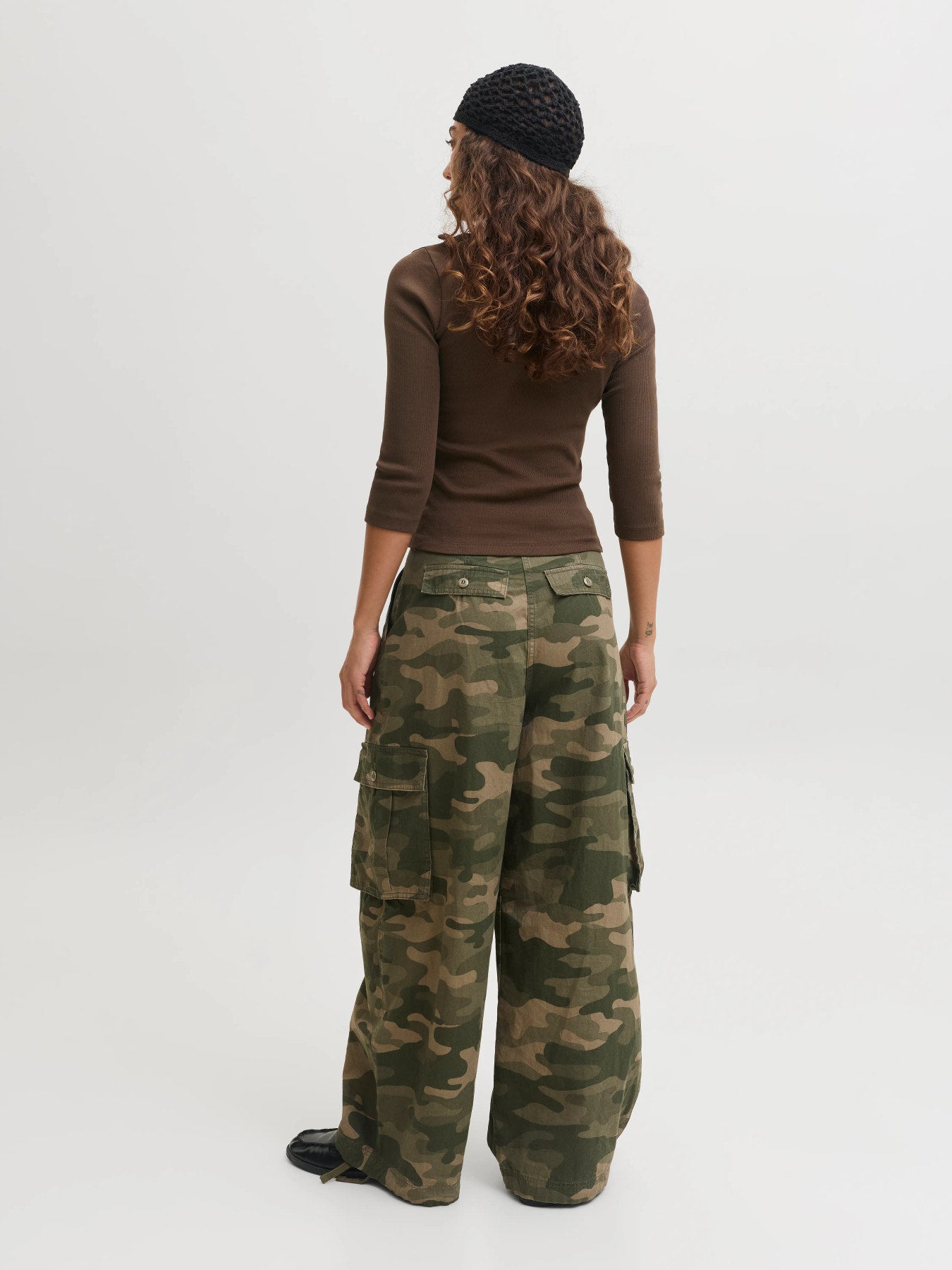 JJXX FIFI STR 3/4 V-NECK RIB TOP JRS Demitasse