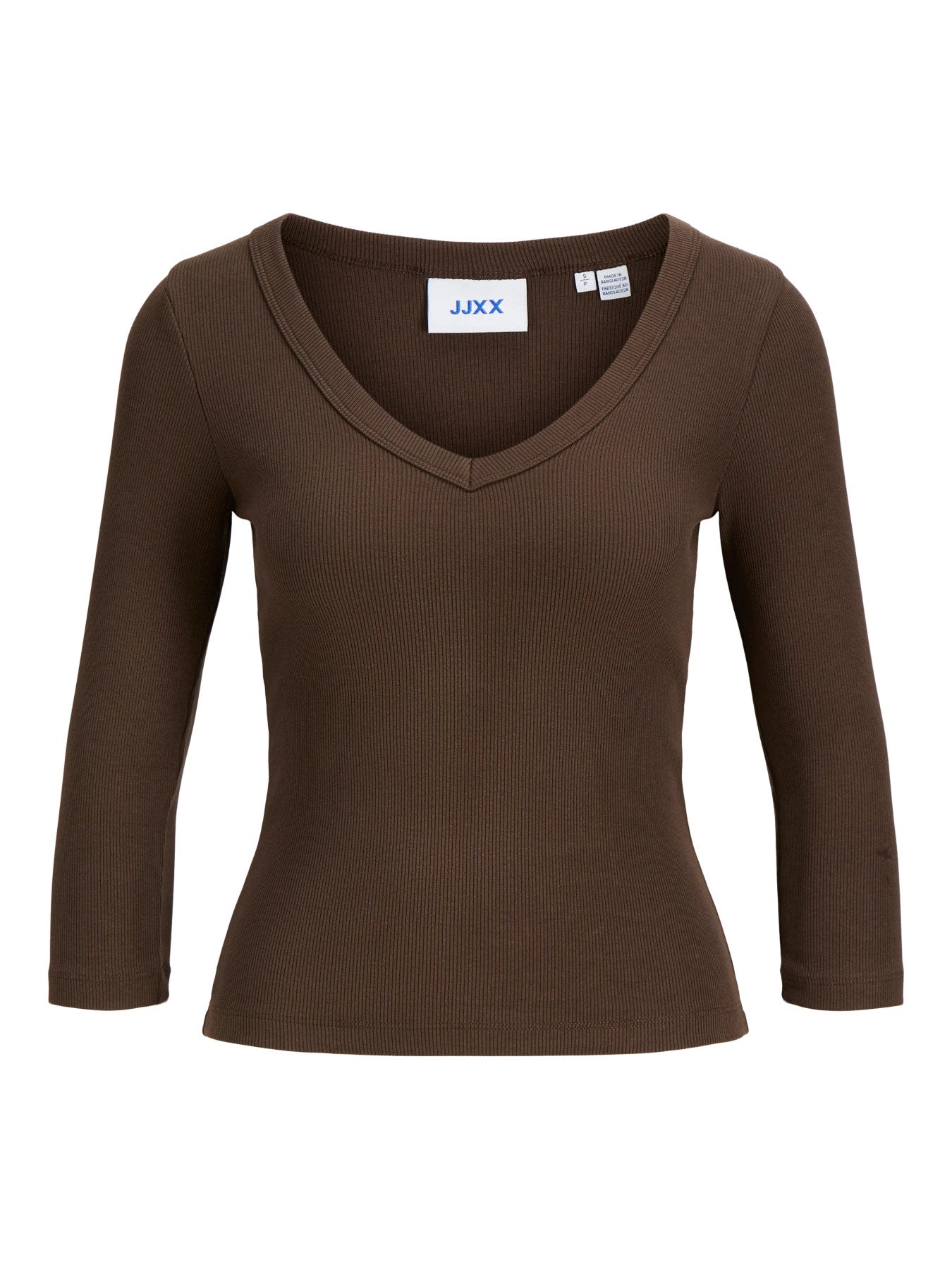 JJXX FIFI STR 3/4 V-NECK RIB TOP JRS Demitasse