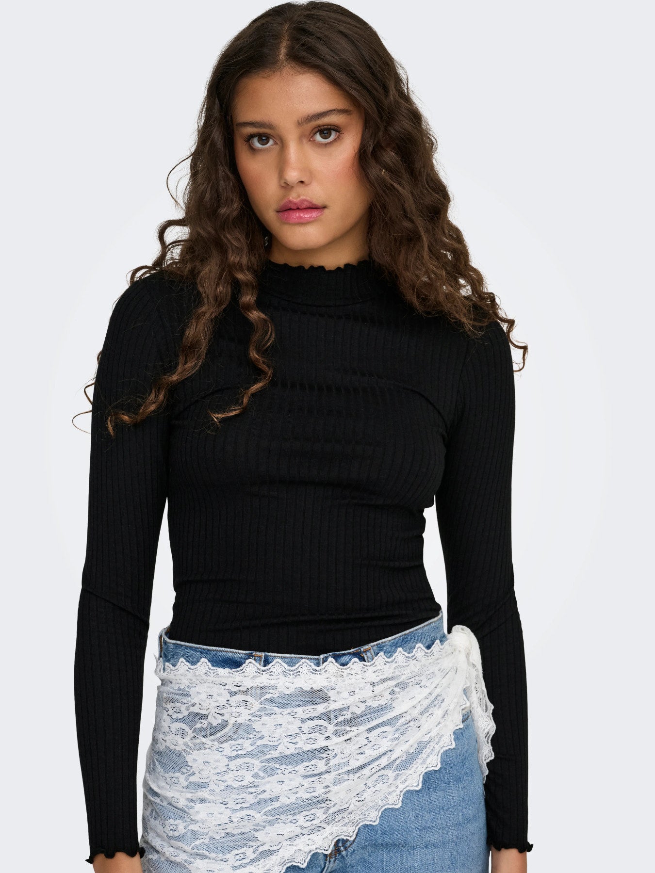 JDYFRANSISKA LIFE L/S HI-NCK TOP JR NOOS BLACK