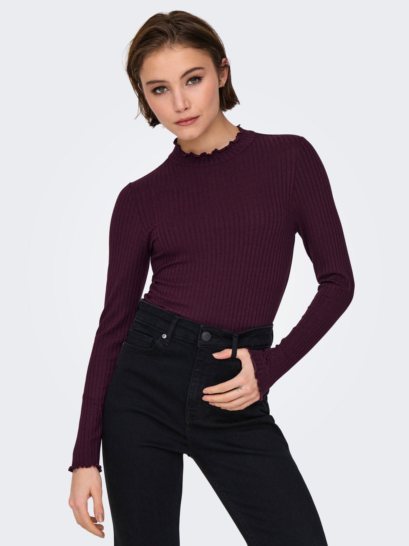 JDYFRANSISKA LIFE L/S HI-NCK TOP JR NOOS WINETASTING