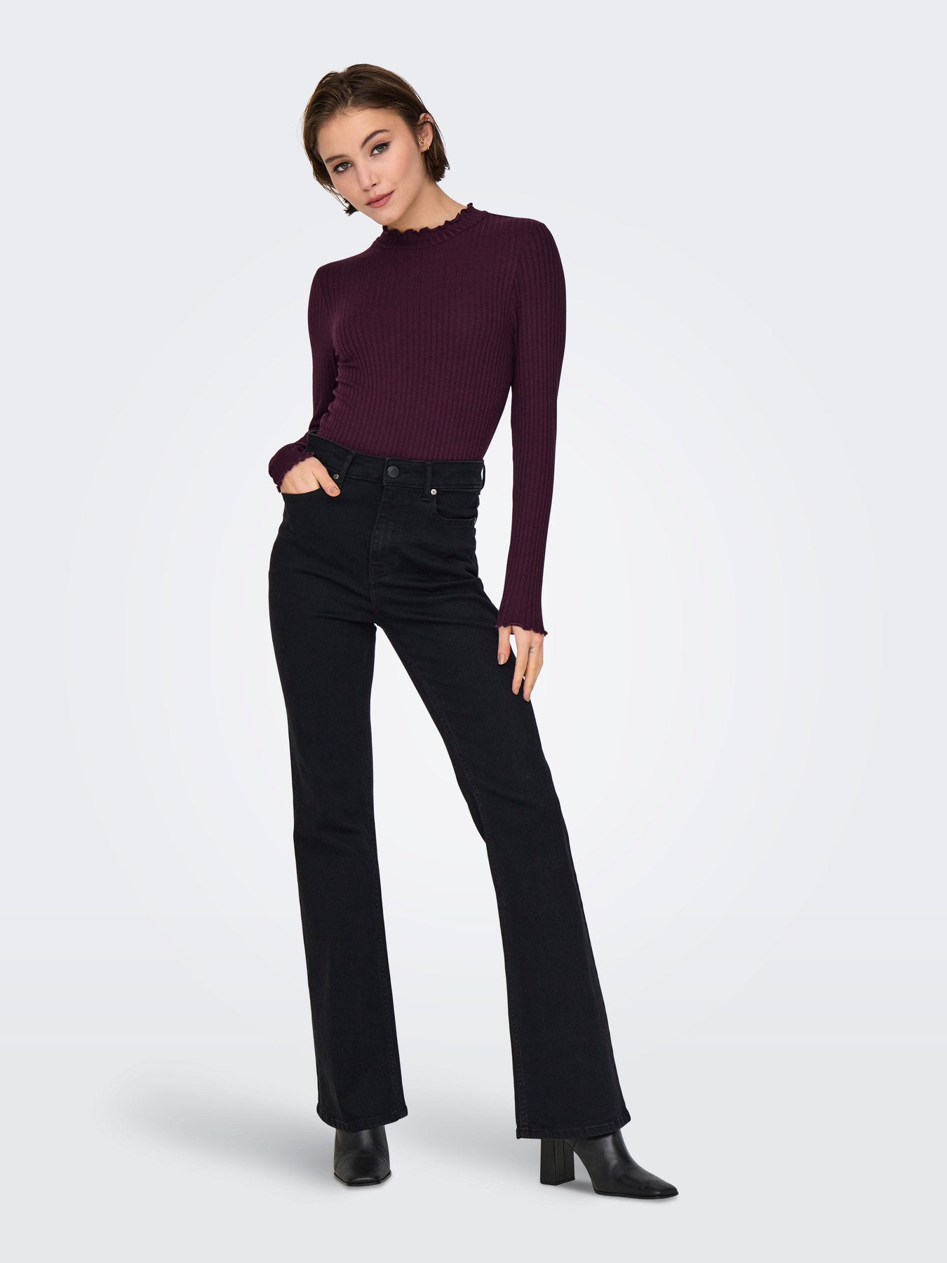 JDYFRANSISKA LIFE L/S HI-NCK TOP JR NOOS WINETASTING