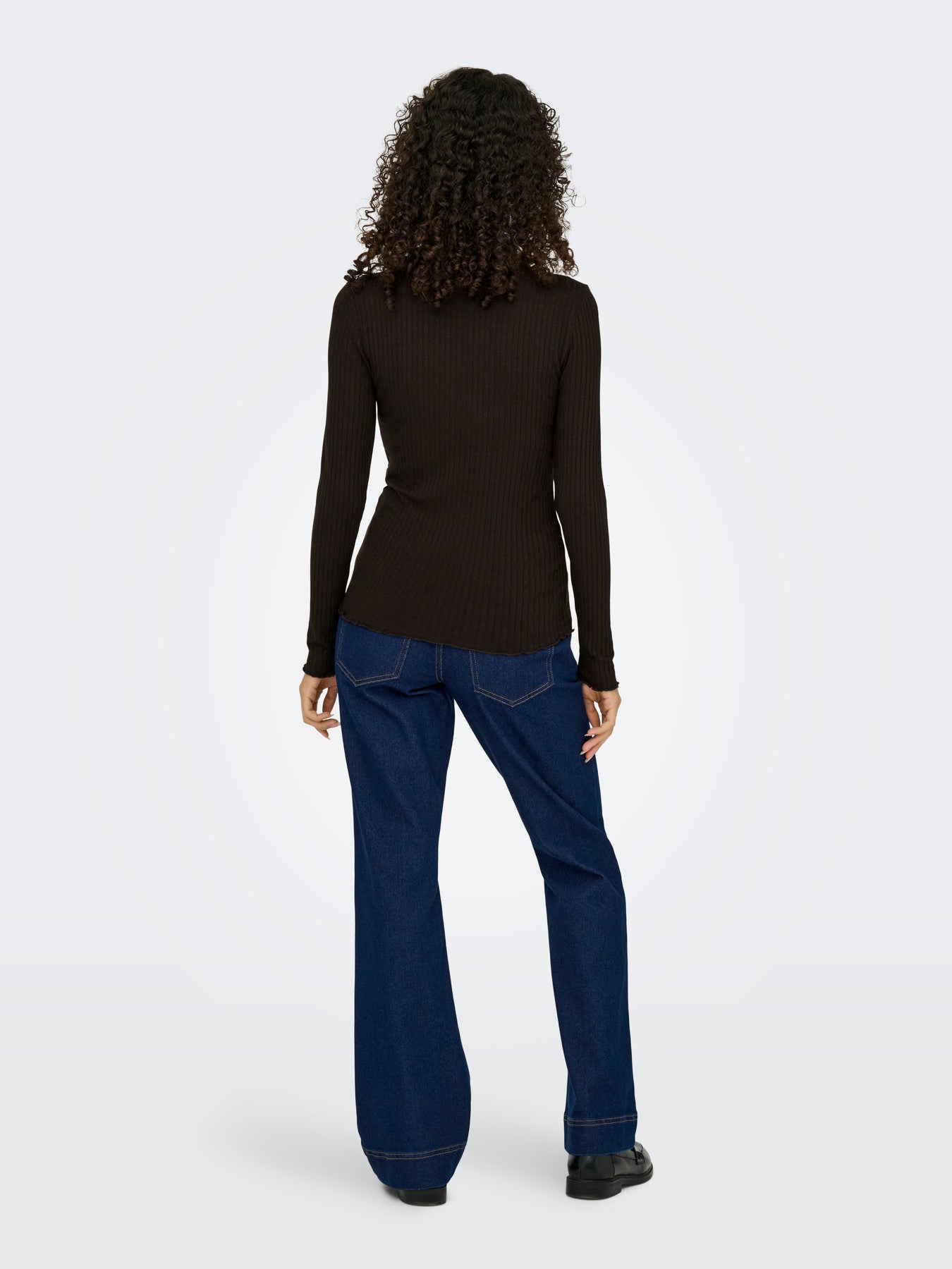 JDYFRANSISKA LIFE L/S HI-NCK TOP JR NOOS BLACK COFFEE