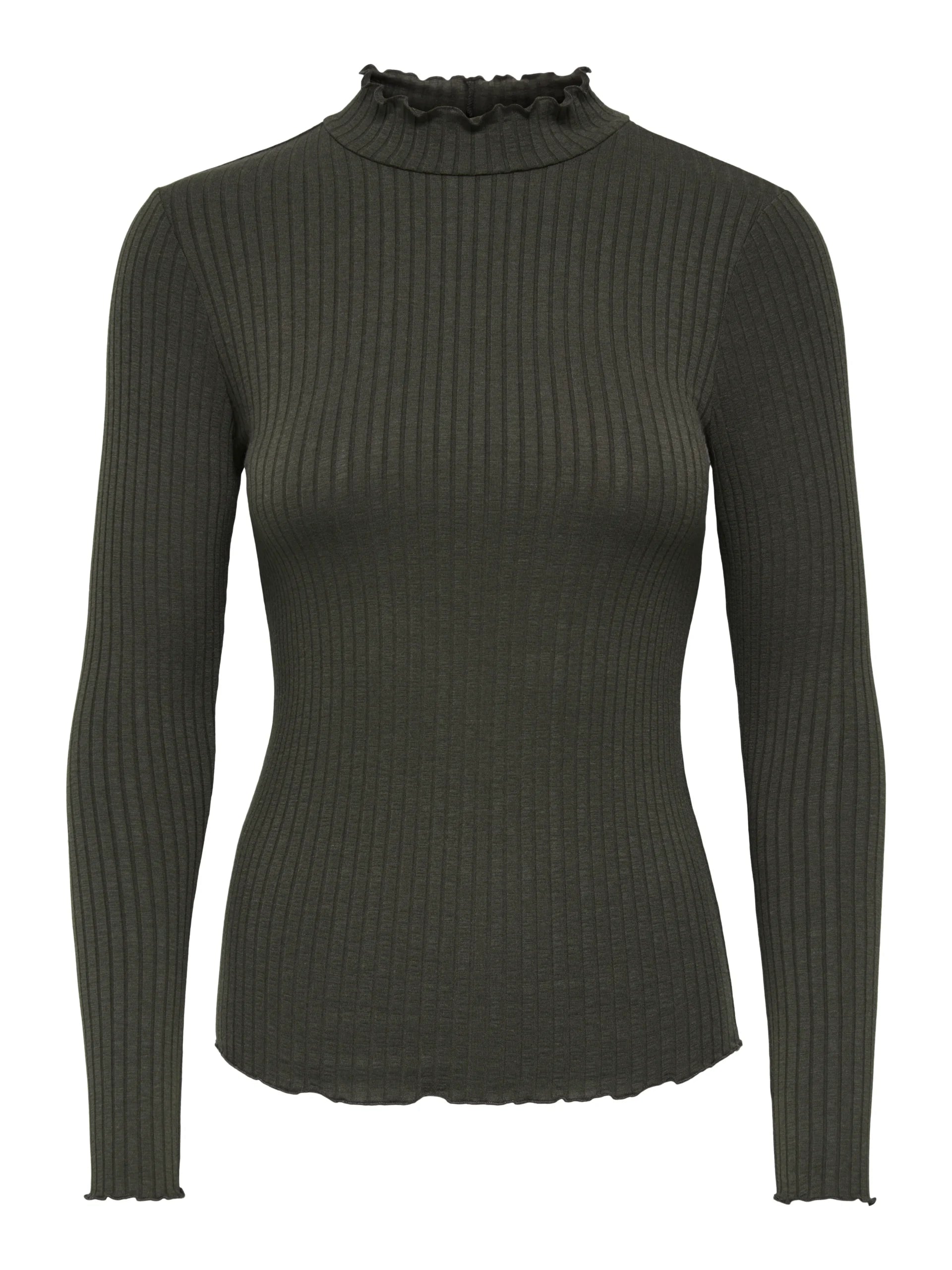 JDY FRANSISKA LIFE L/S HI-NCK TOP JR NOOS Black Olive