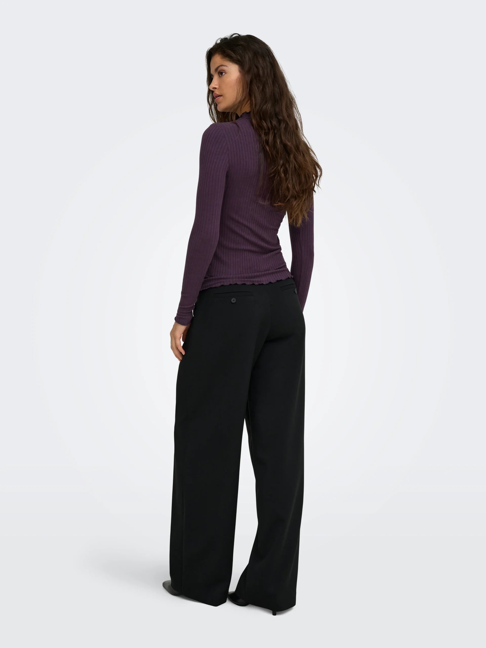 JDY FRANSISKA LIFE L/S HI-NCK TOP JR NOOS Plum Perfect
