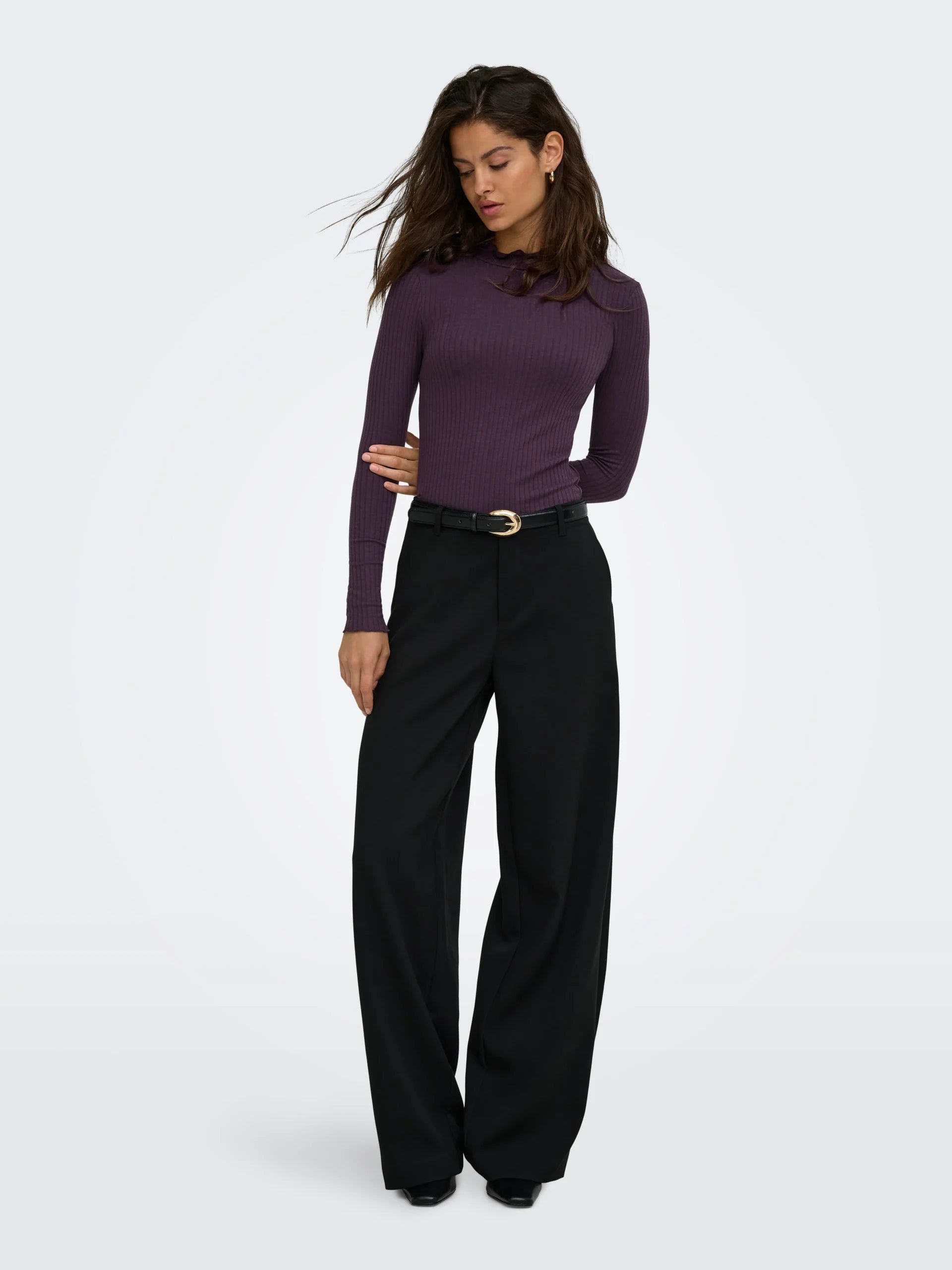 JDY FRANSISKA LIFE L/S HI-NCK TOP JR NOOS Plum Perfect