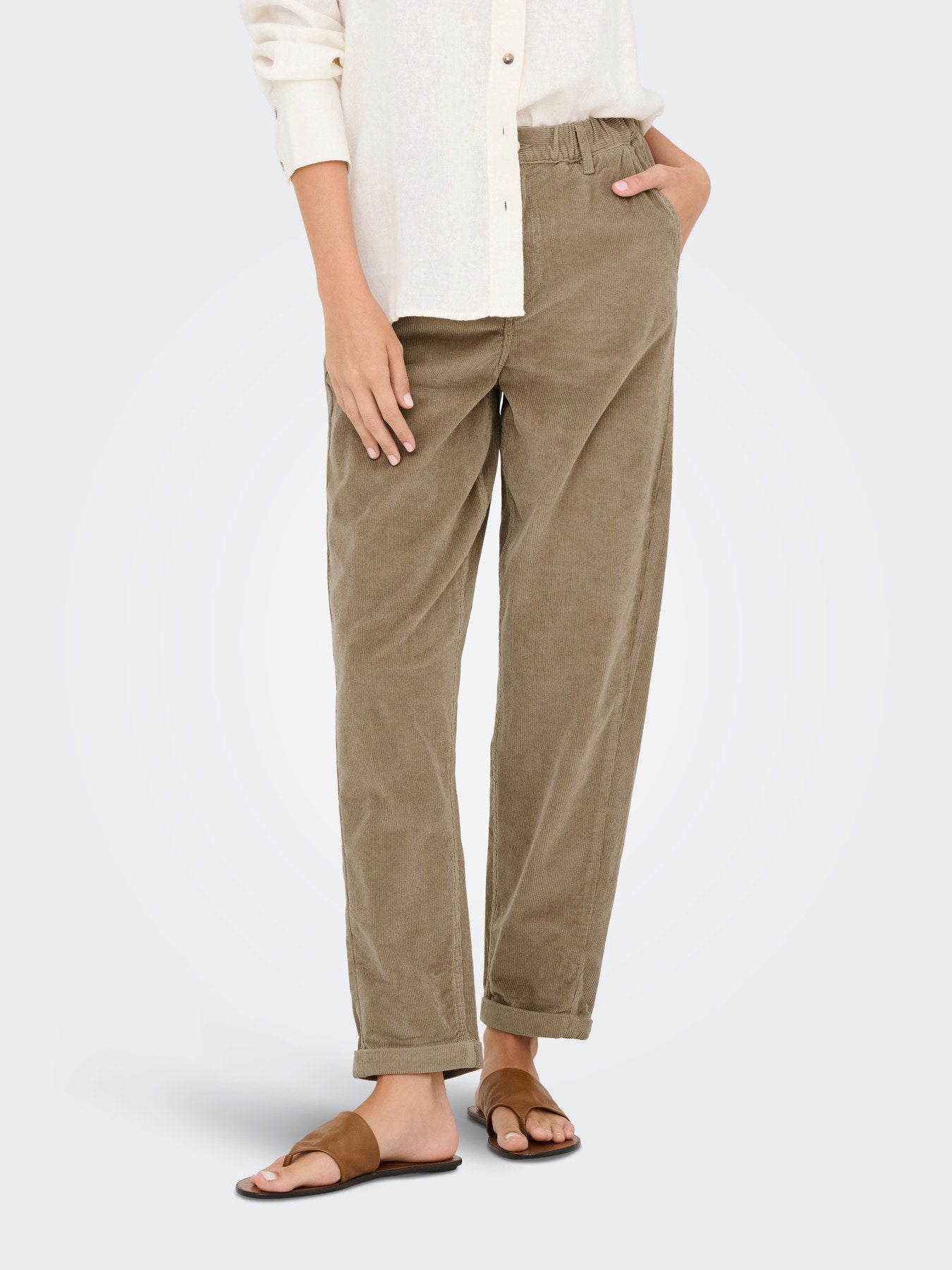 ONLY FLORA MW ELA CORD CAROT PANT Weathered Teak