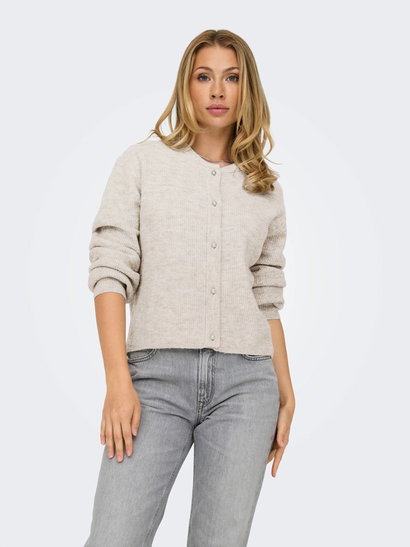 JDY LUMI L/S BUTTON CARDIGA KNT NOOS BIRCH MELANGE