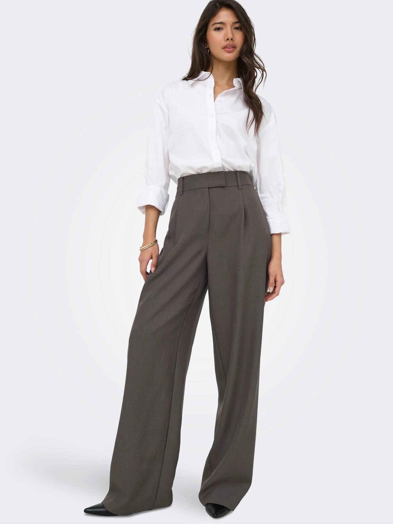 ONLY LINDA HW STR MEL PANTS TLR NOO Chocolate Torte MELANGE "34"