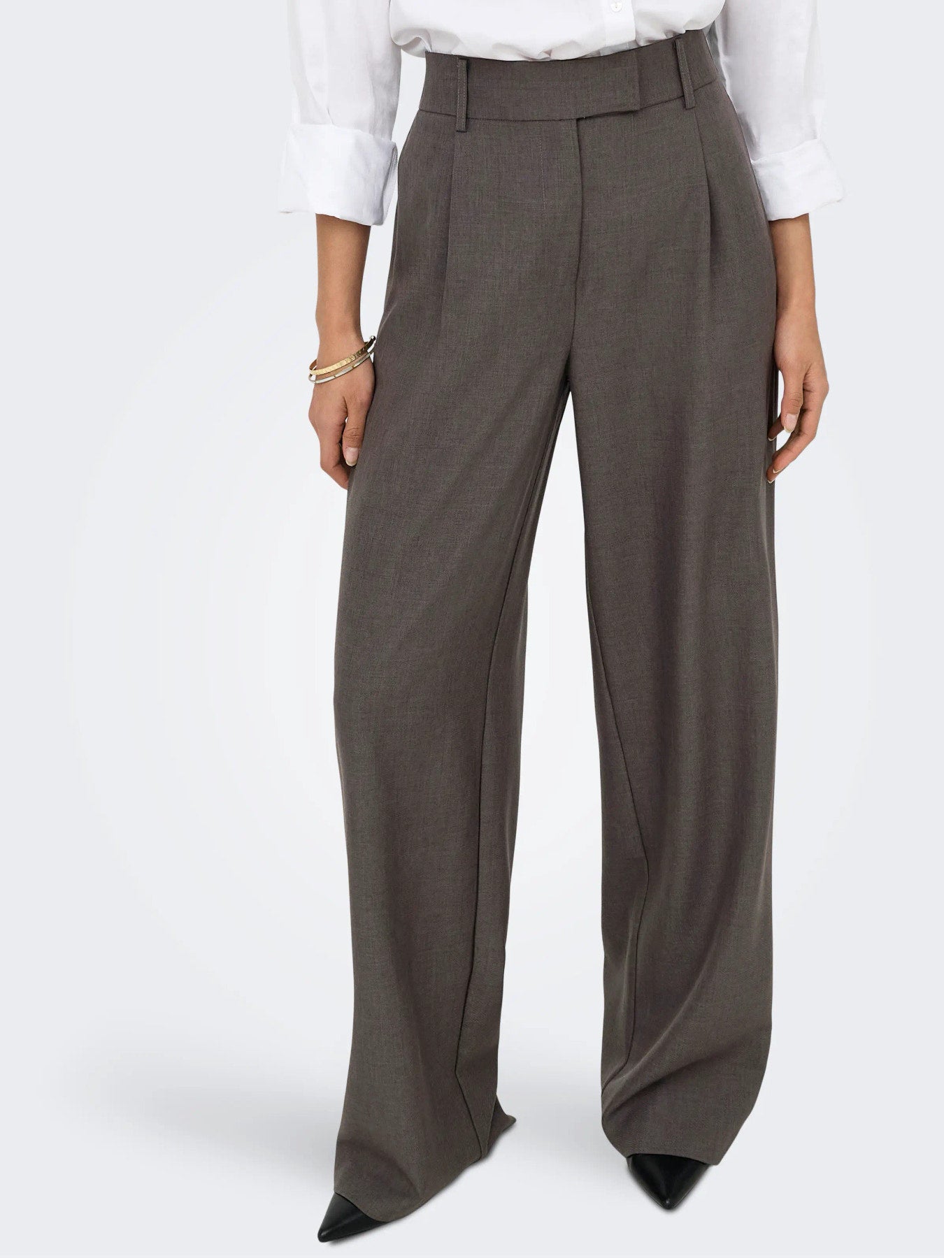 ONLY LINDA HW STR MEL PANTS TLR NOO Chocolate Torte MELANGE "34"