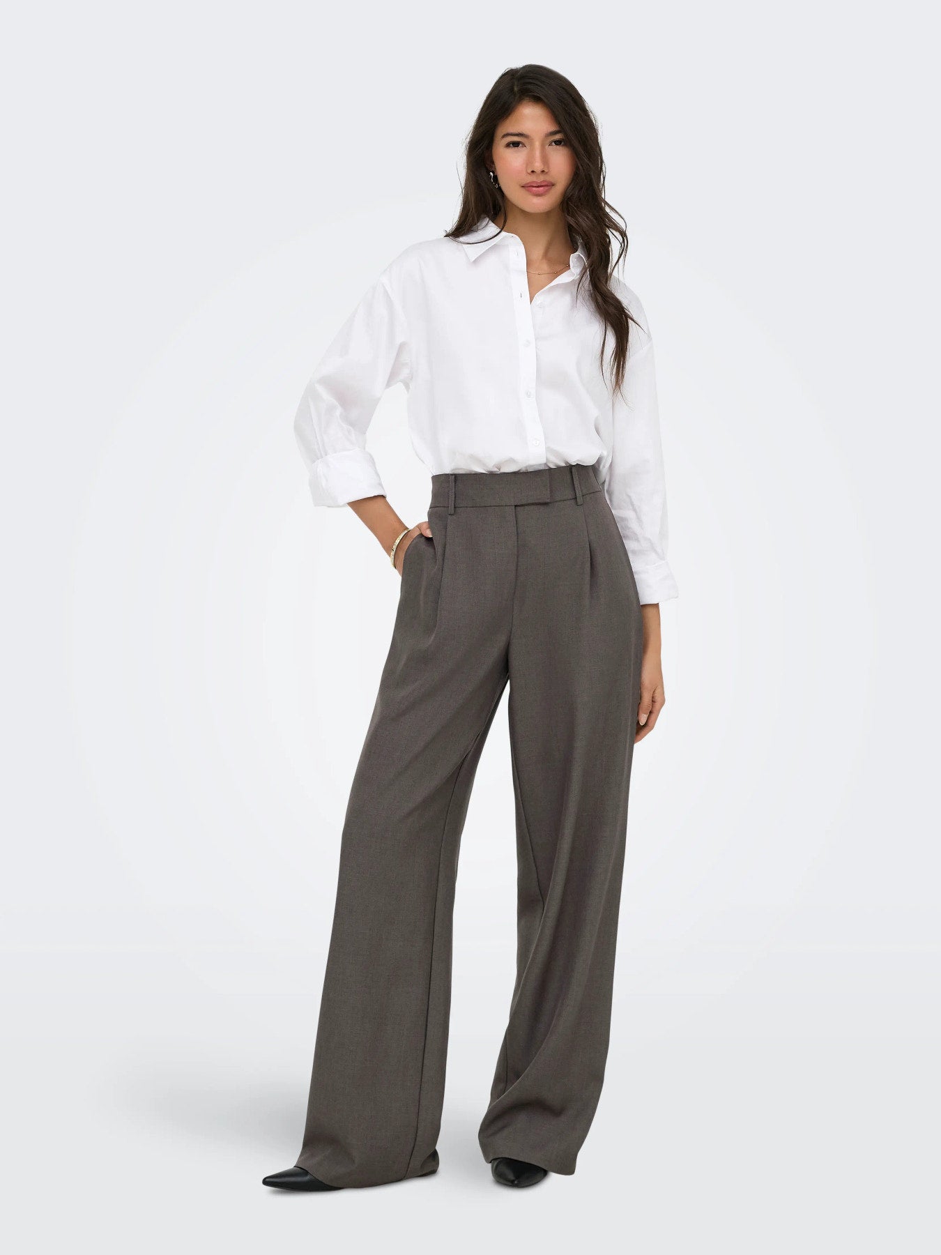 ONLY LINDA HW STR MEL PANTS TLR NOO Chocolate Torte MELANGE "32"