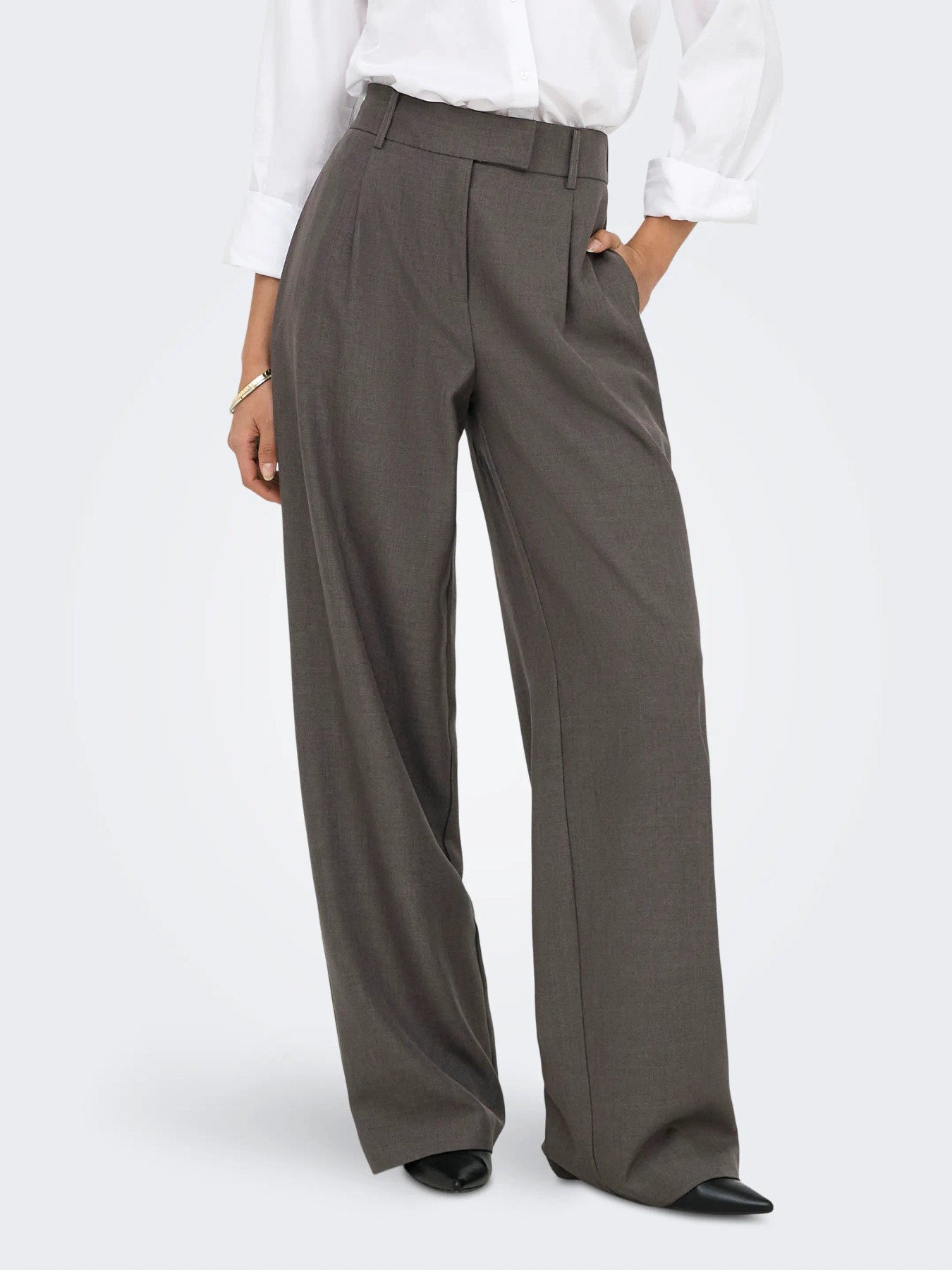 ONLY LINDA HW STR MEL PANTS TLR NOO Chocolate Torte MELANGE "32"