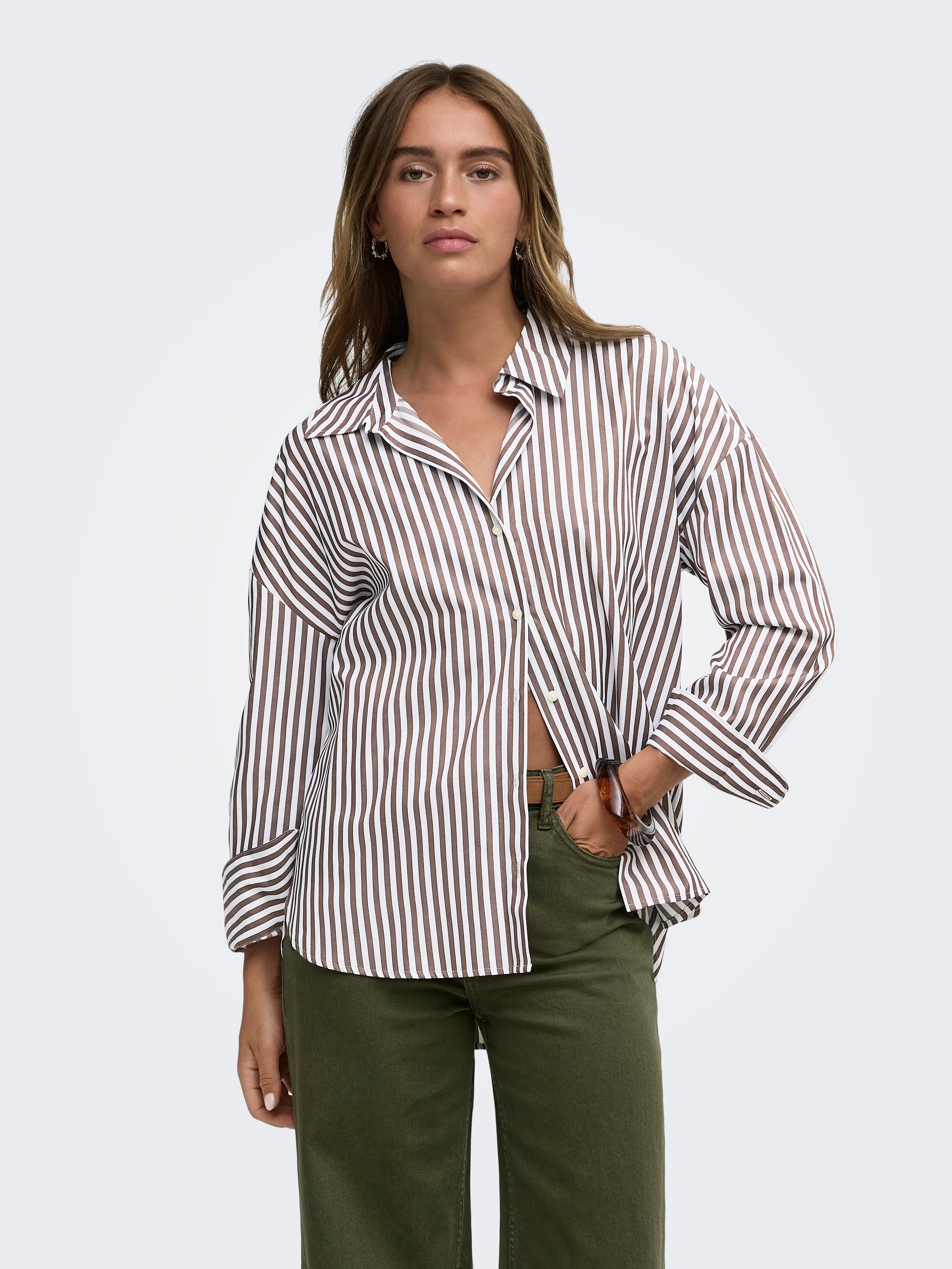 JDYVESPER L/S LOOSE SHIRT WVN NOOS Cloud Dancer CAPPUCCINO