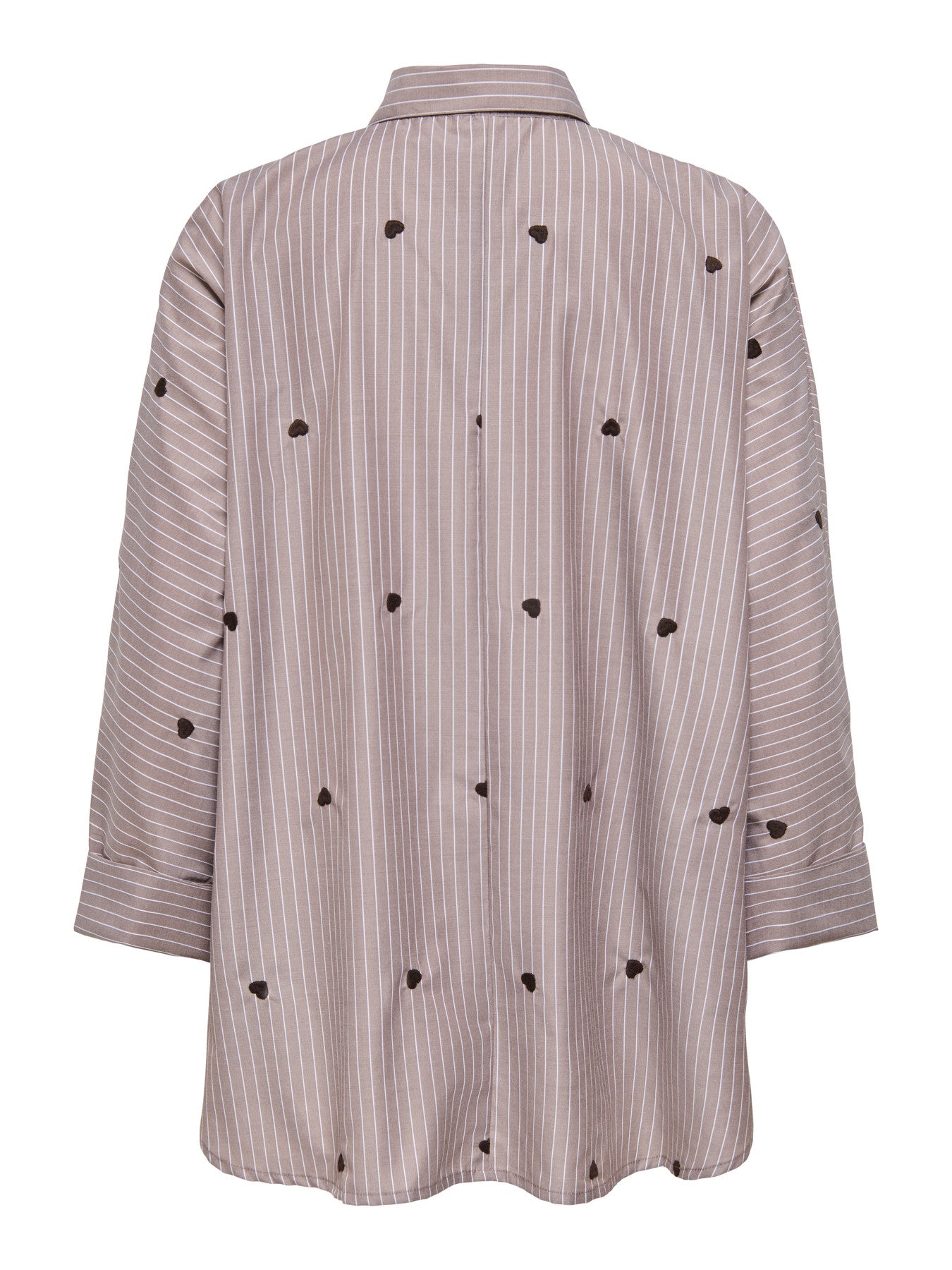 ONLY NEW LINA GRACE STR EMB SHIRT NOOS WVN Coffee Bean STRIPE W. COFFEE BEAN HEART EMB