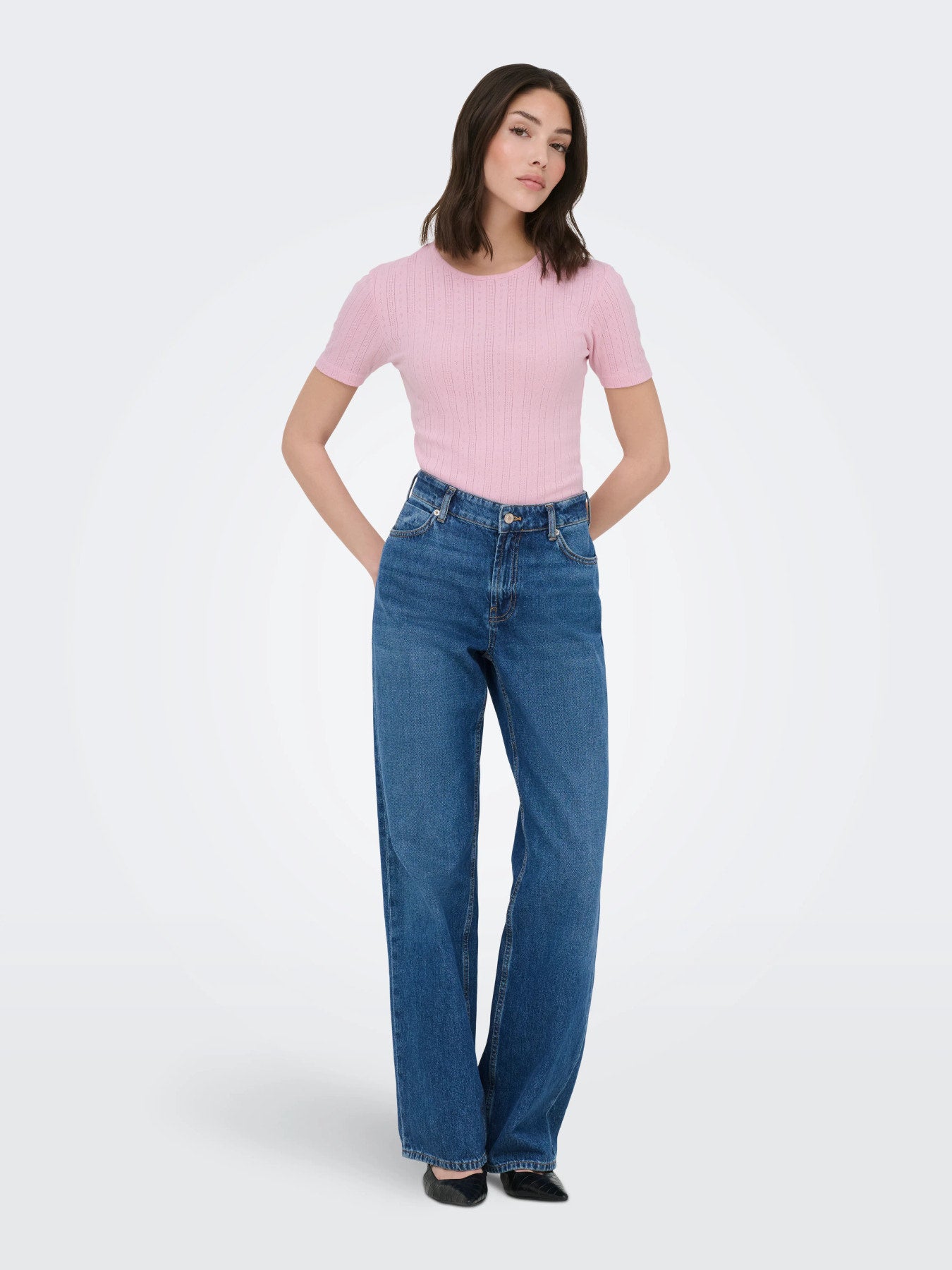 JDY SALSA MIA LIFE S/S O NECK TOP JR NOOS LYSERØD