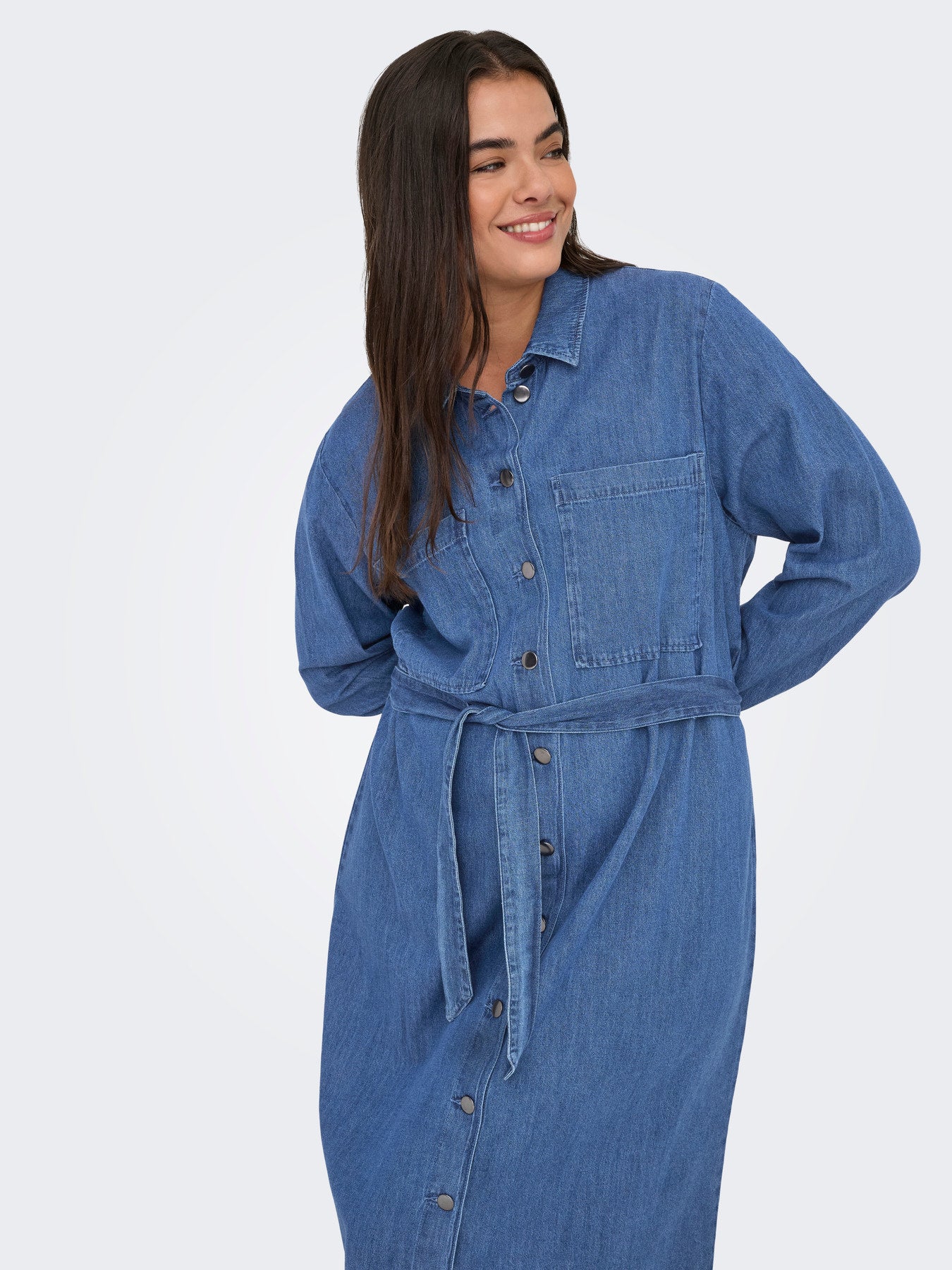 ONLY CARMAKOMA CARMARY BELT LONG DNM DRESS