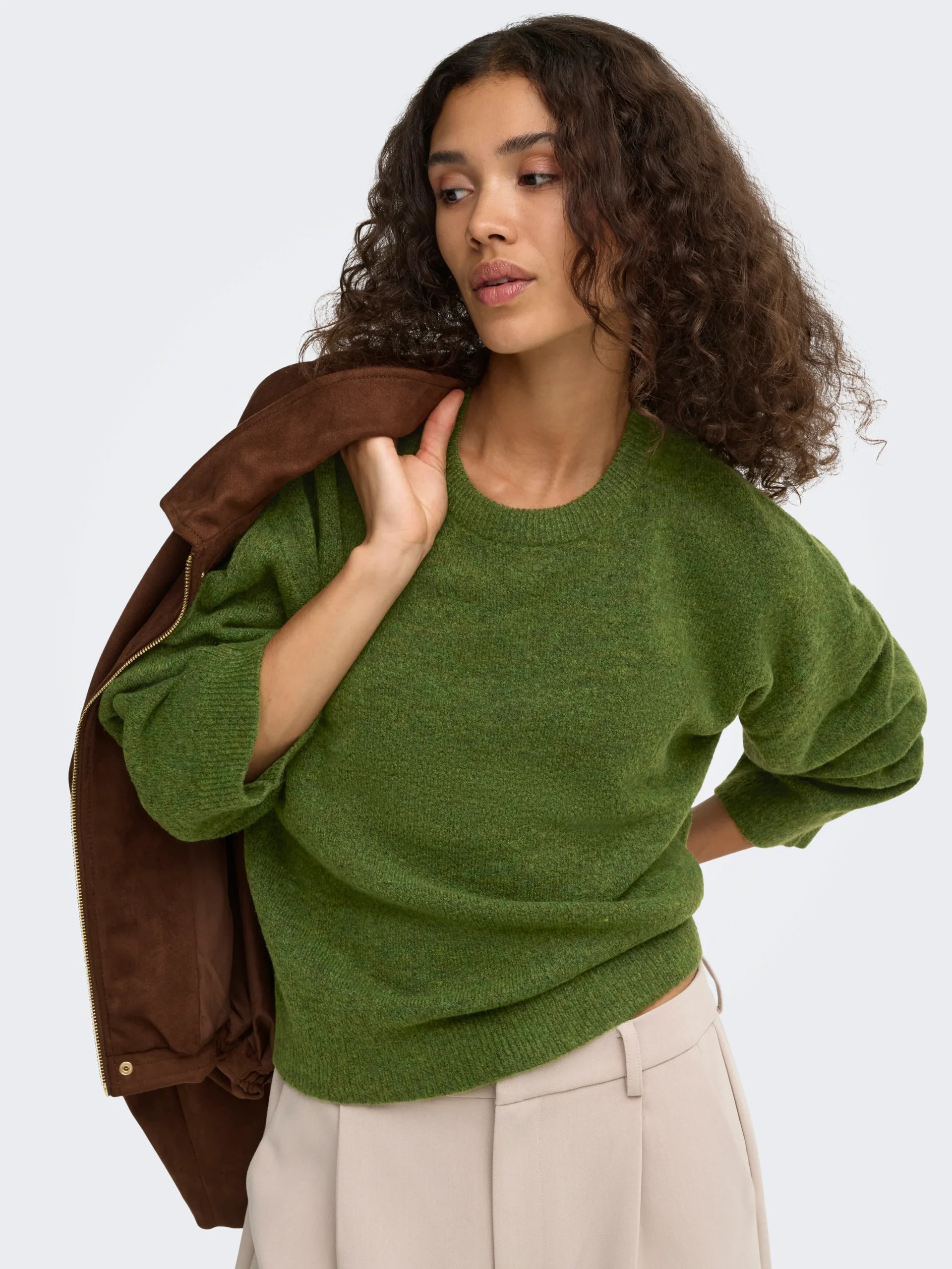ONLY SIMONI L/S O-NECK PULLOVER KNT N Forest Night MELANGE