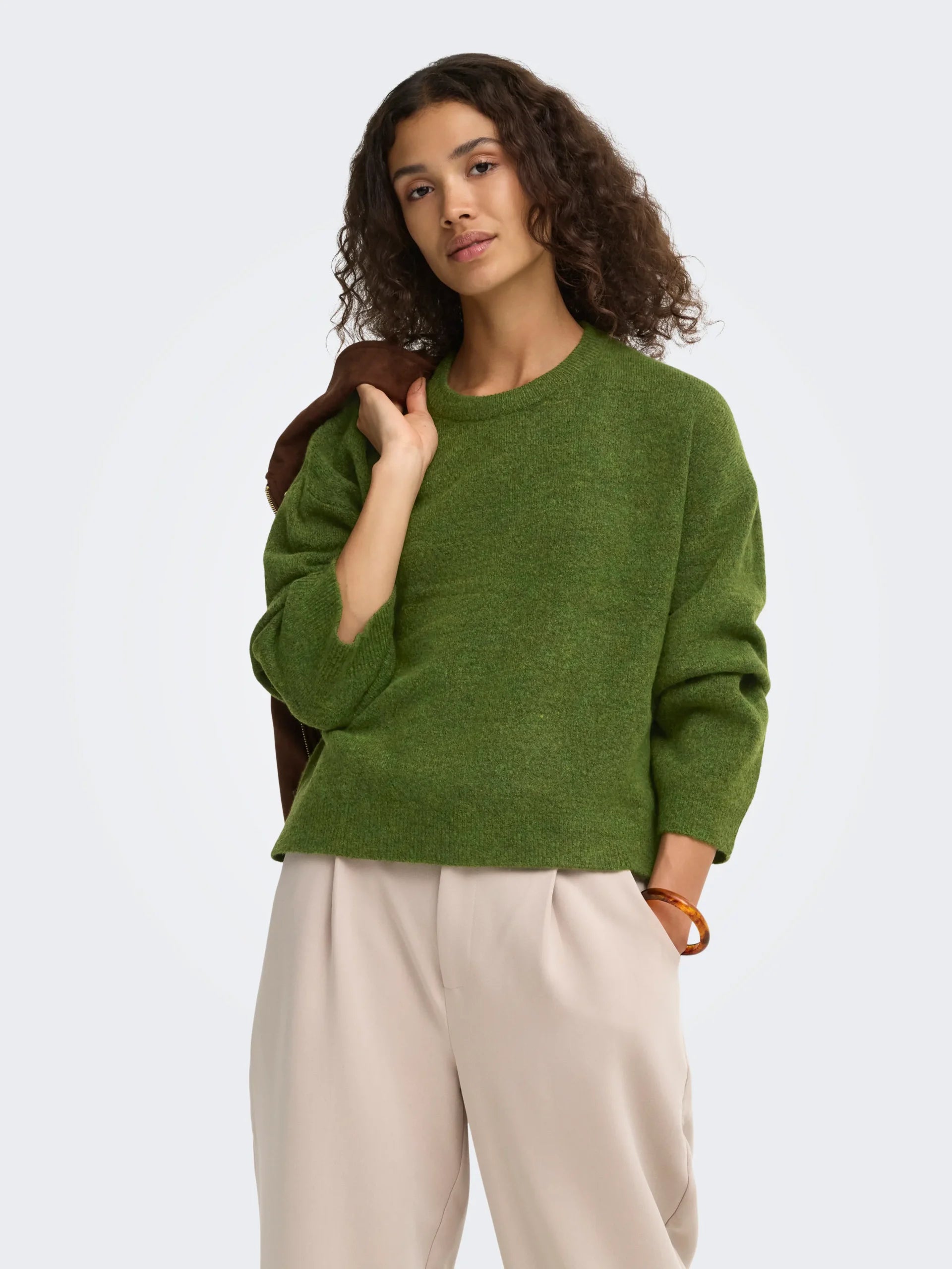 ONLY SIMONI L/S O-NECK PULLOVER KNT N Forest Night MELANGE
