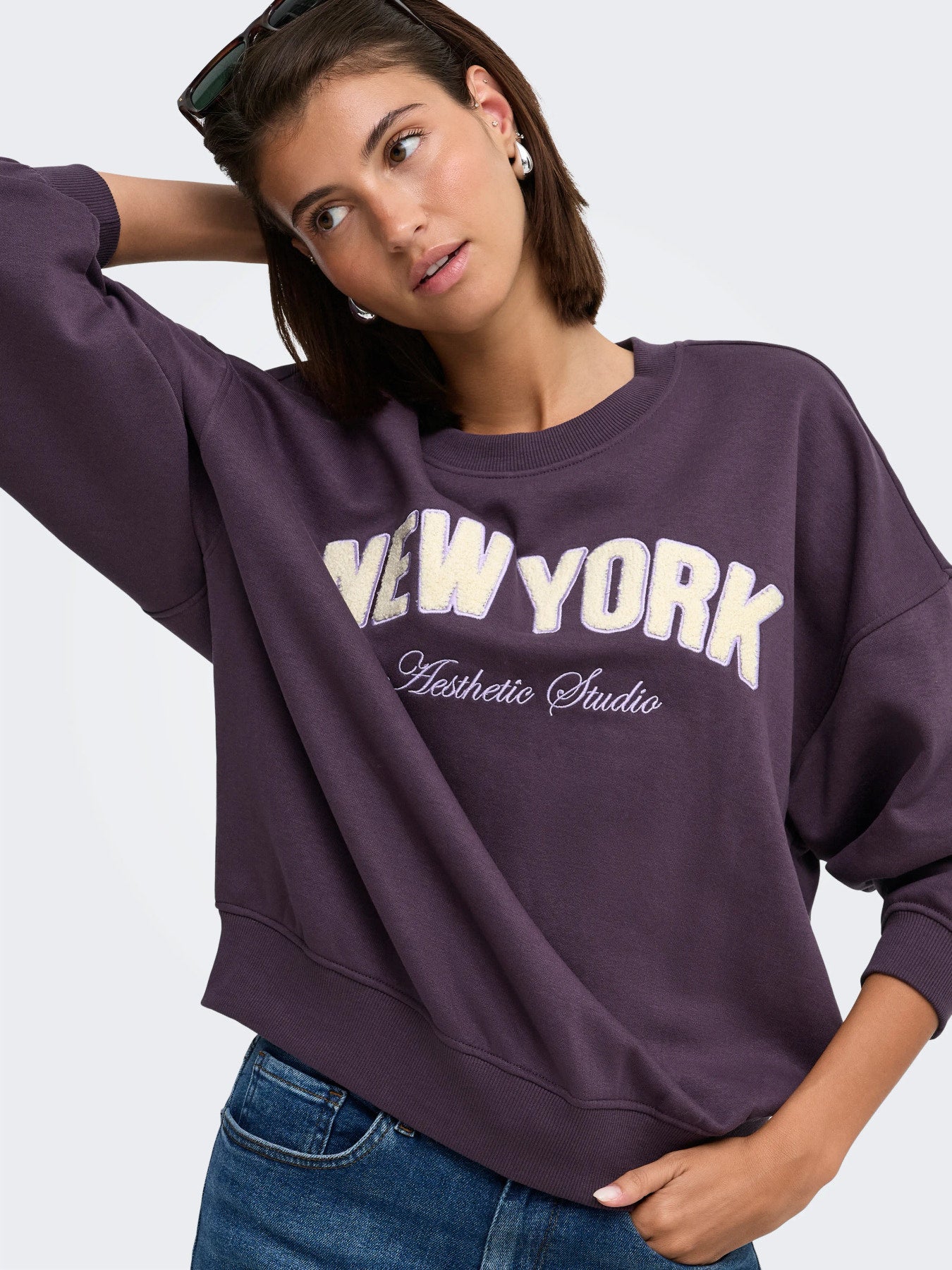 JDY MESA LIFE L/S O-NK EMB SWEAT JRS NOOS Plum Perfect LAVENDER GRAY+BIRCH AESTH TED+EMB