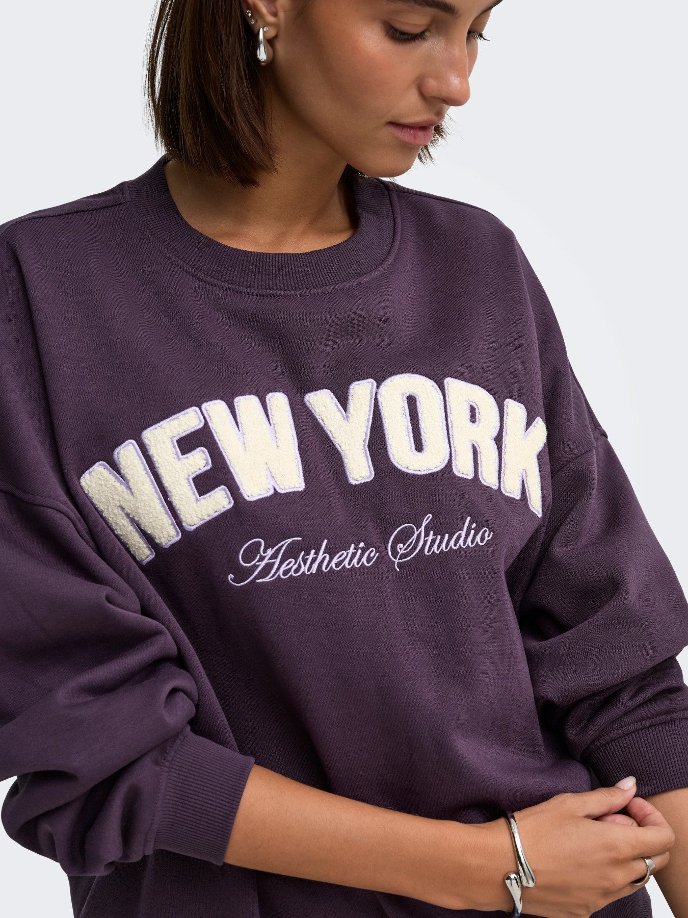 JDY MESA LIFE L/S O-NK EMB SWEAT JRS NOOS Plum Perfect LAVENDER GRAY+BIRCH AESTH TED+EMB