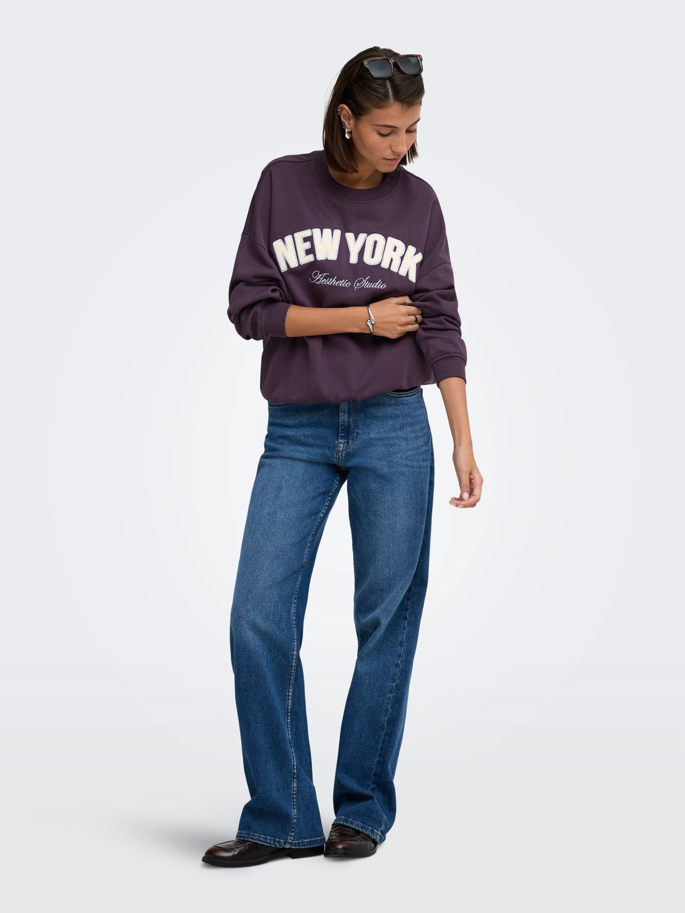 JDY MESA LIFE L/S O-NK EMB SWEAT JRS NOOS Plum Perfect LAVENDER GRAY+BIRCH AESTH TED+EMB