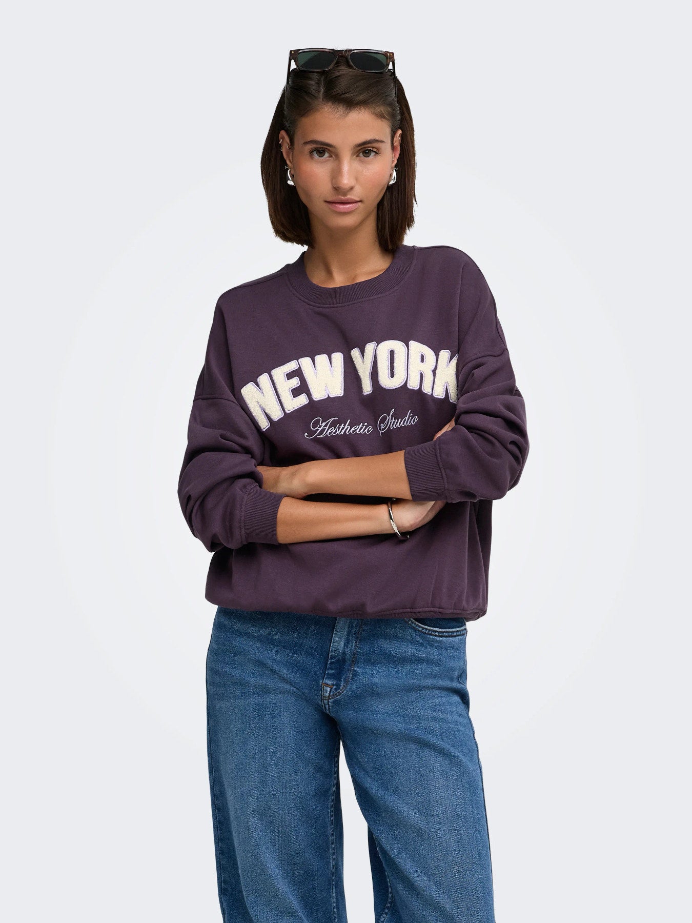 JDY MESA LIFE L/S O-NK EMB SWEAT JRS NOOS Plum Perfect LAVENDER GRAY+BIRCH AESTH TED+EMB