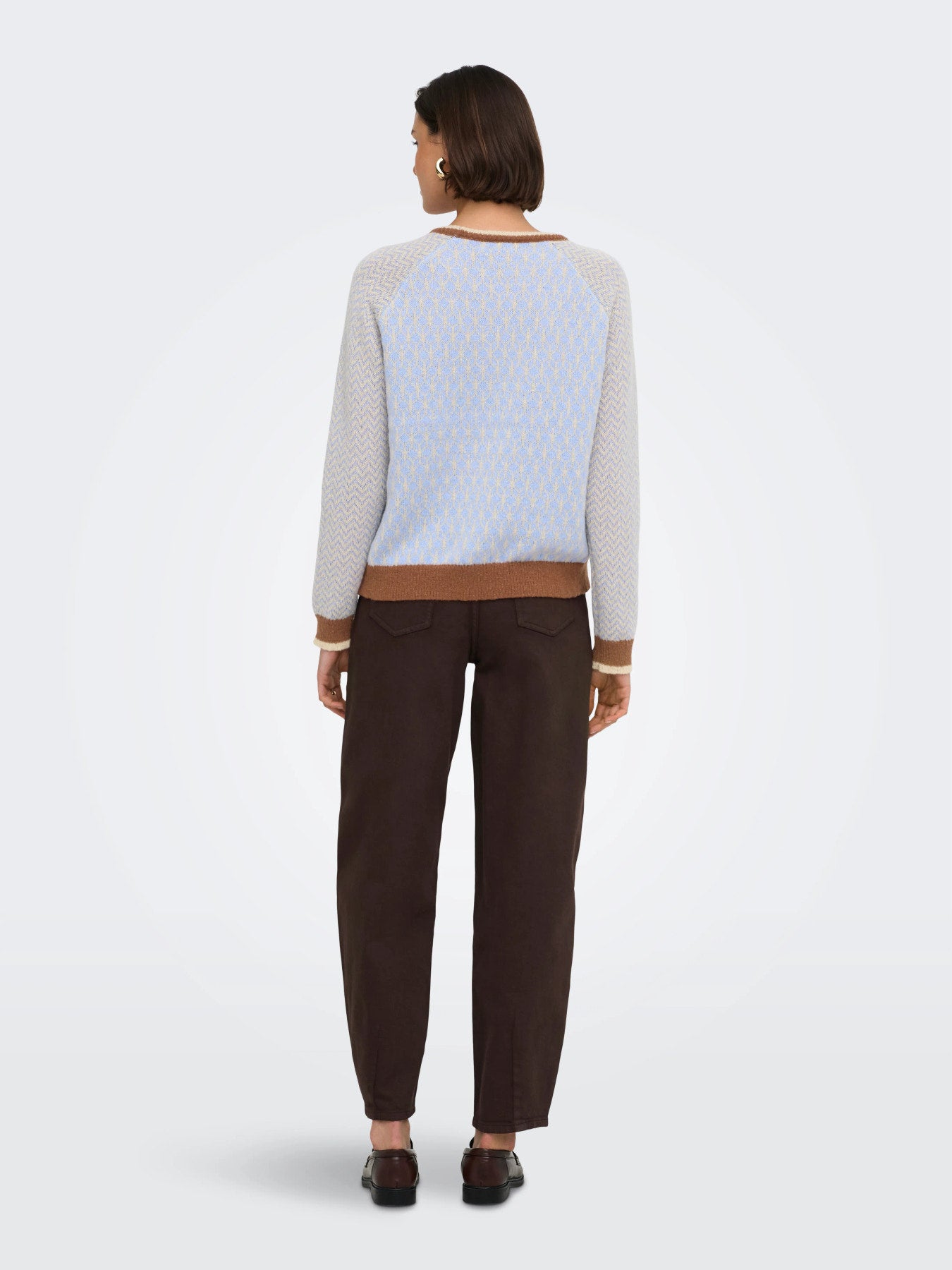 JDY BRYN LIFE L/S ONECK JACQ PULLOVER KNT Crème Brûlée W. TOFFEE/OPEN AIR JACQ.