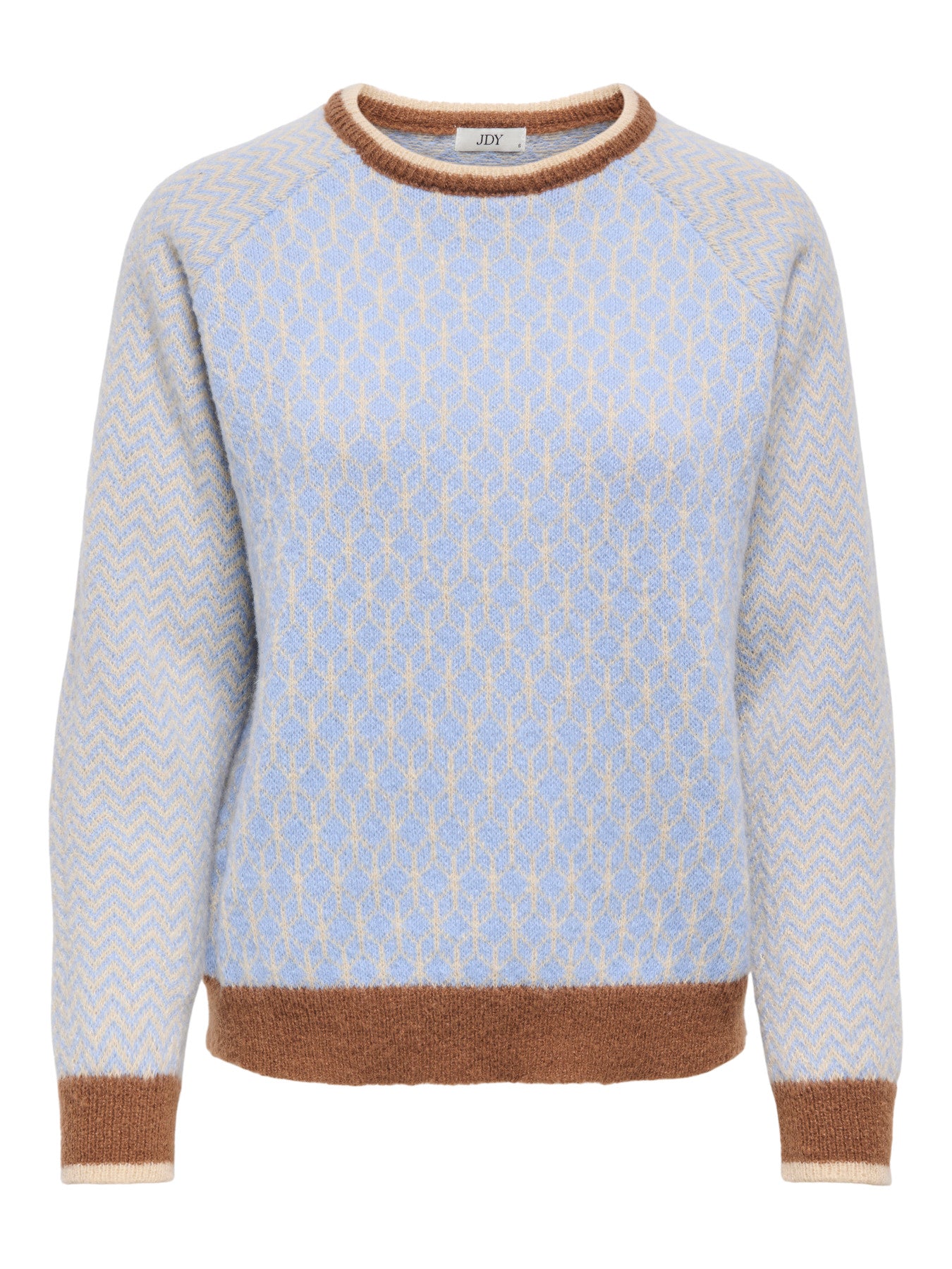 JDY BRYN LIFE L/S ONECK JACQ PULLOVER KNT Crème Brûlée W. TOFFEE/OPEN AIR JACQ.
