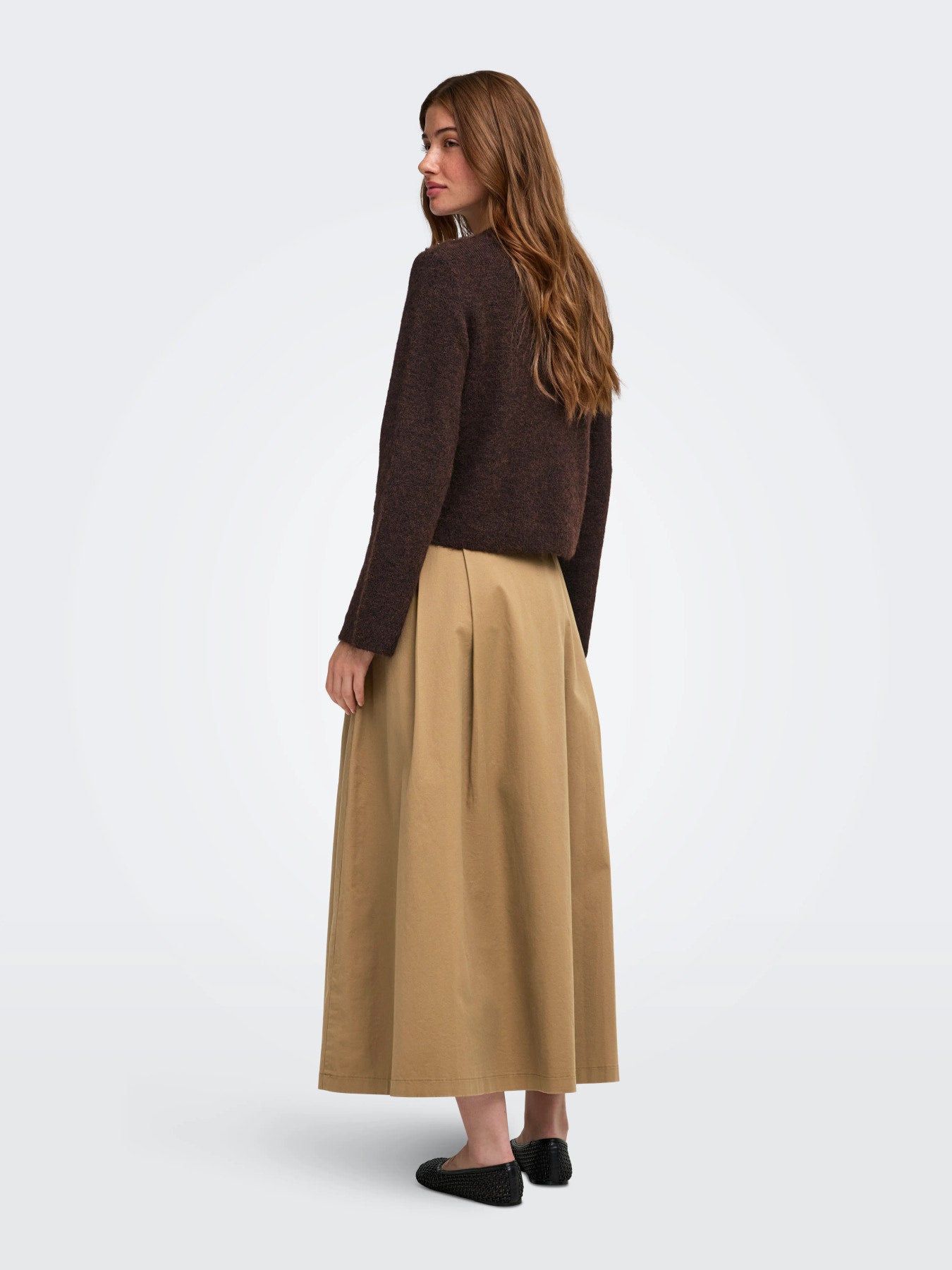 ONLY MIGGIE LS O-NECK PEARL CARDI KNT NOOS Coffee Bean Melange/Silver Metal Pearl