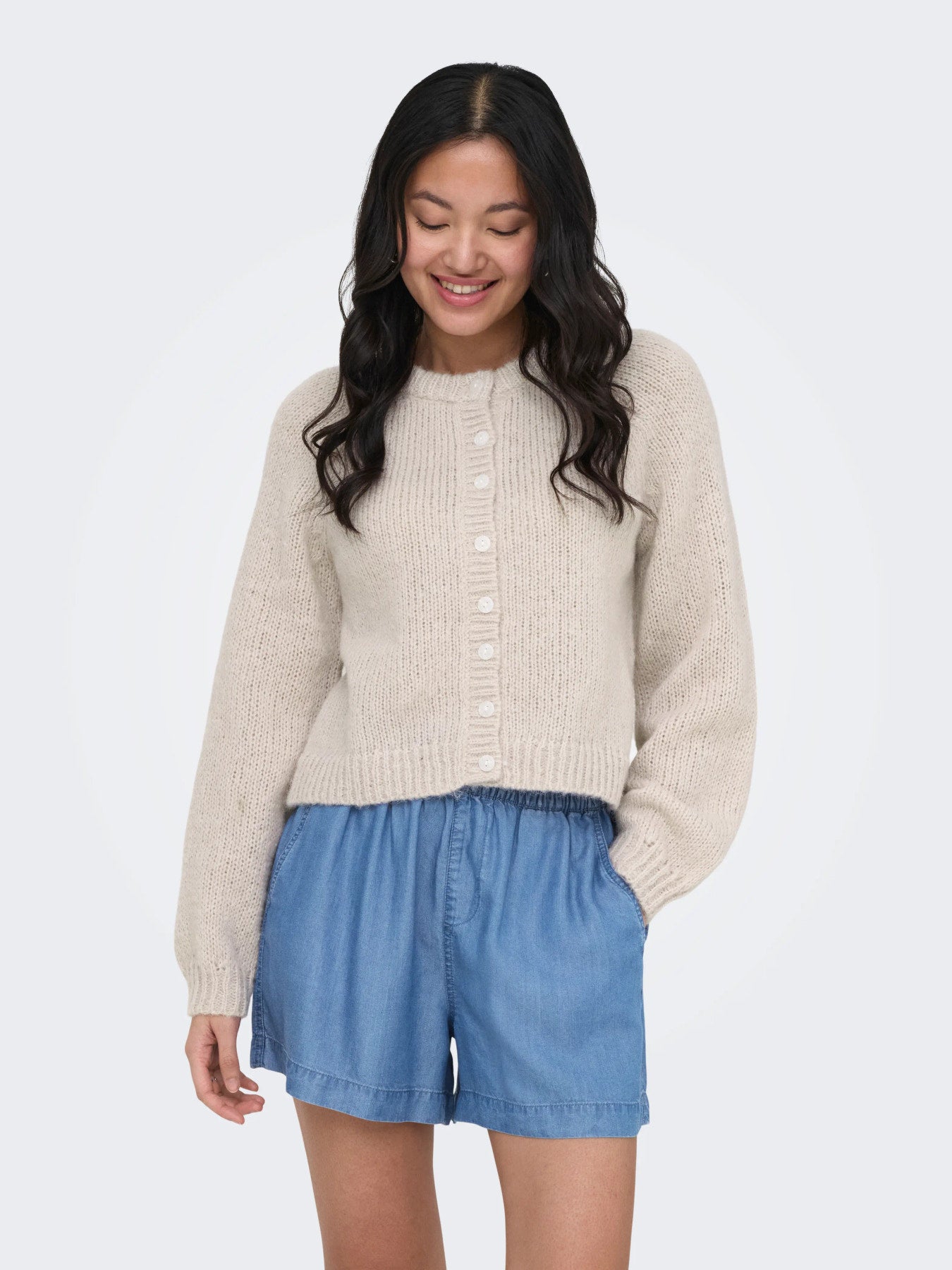 ONLY ALYSSA LS RAGLAN CARDIGAN KNT PUMICE STONE