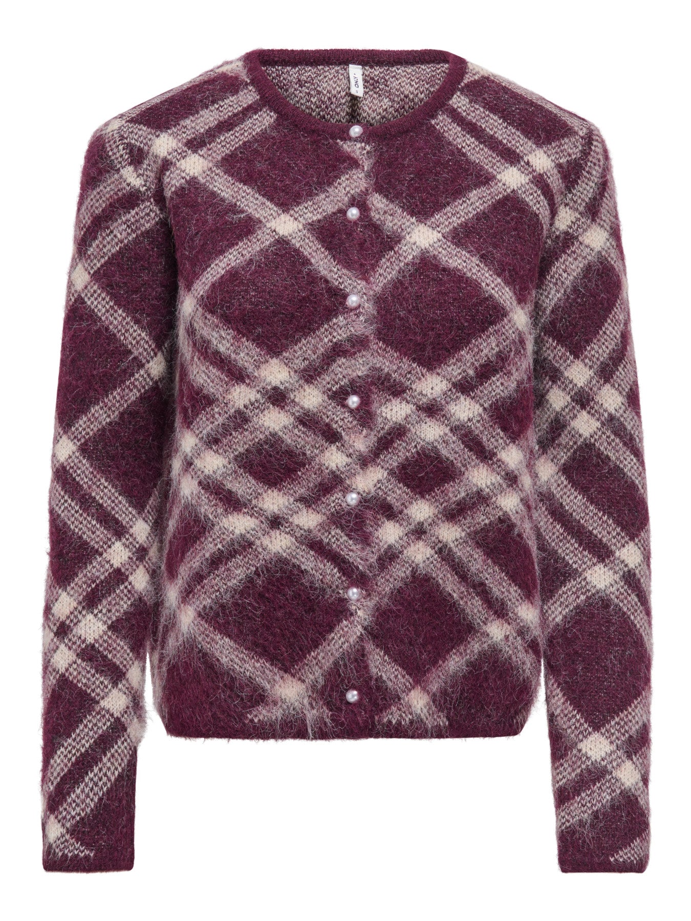 ONLY NOEME LS O-NECK CARDIGAN KNT Fig Check/Oatmeal/Fmop/Mel