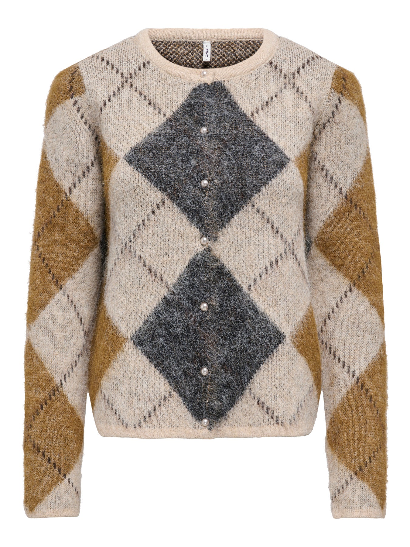 ONLY NOEME LS O-NECK CARDIGAN KNT Oatmeal Argyle/DGM/Breen/Bracken/Fmop/Mel