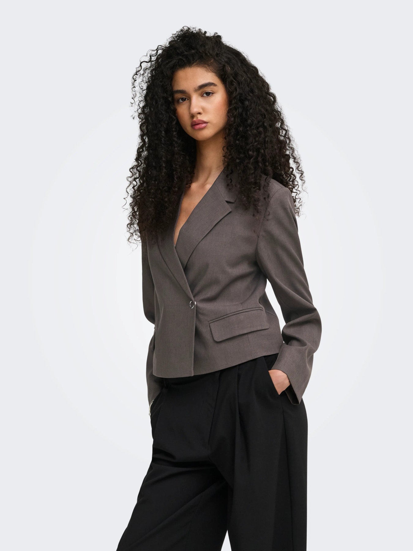 ONLY LINDA L/S ASYM BLAZER TLR Chocolate Torte MELANGE
