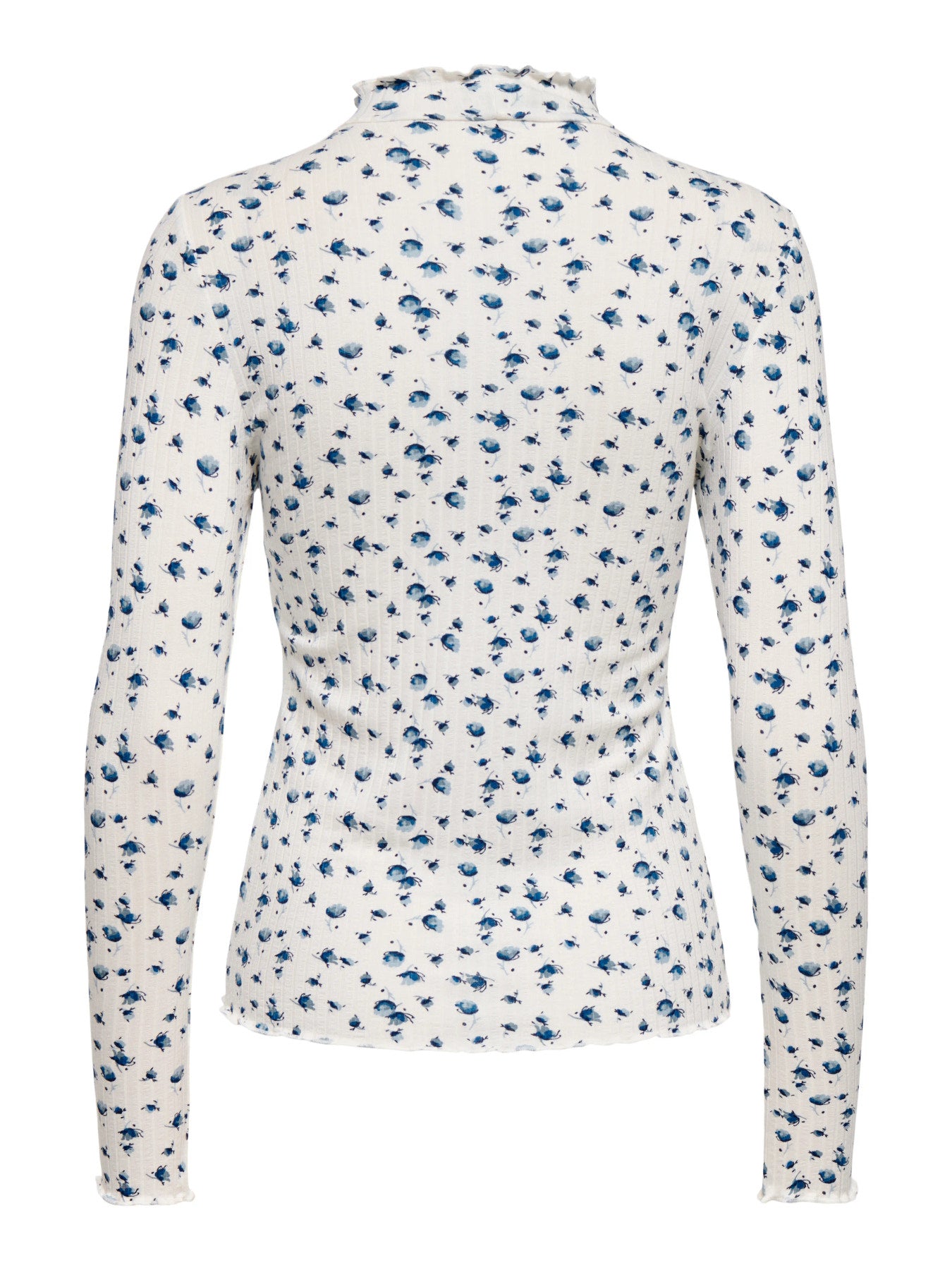JDY FRANSISKA  L/S HI-NCK AOP TOP JRS BLUE FLOWERS