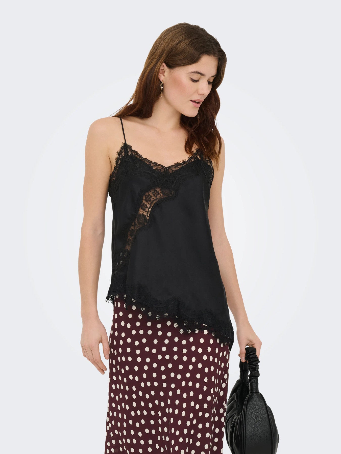 JDY FIFI S/L ASYM LACE SINGLET WVN NOOS BLACK