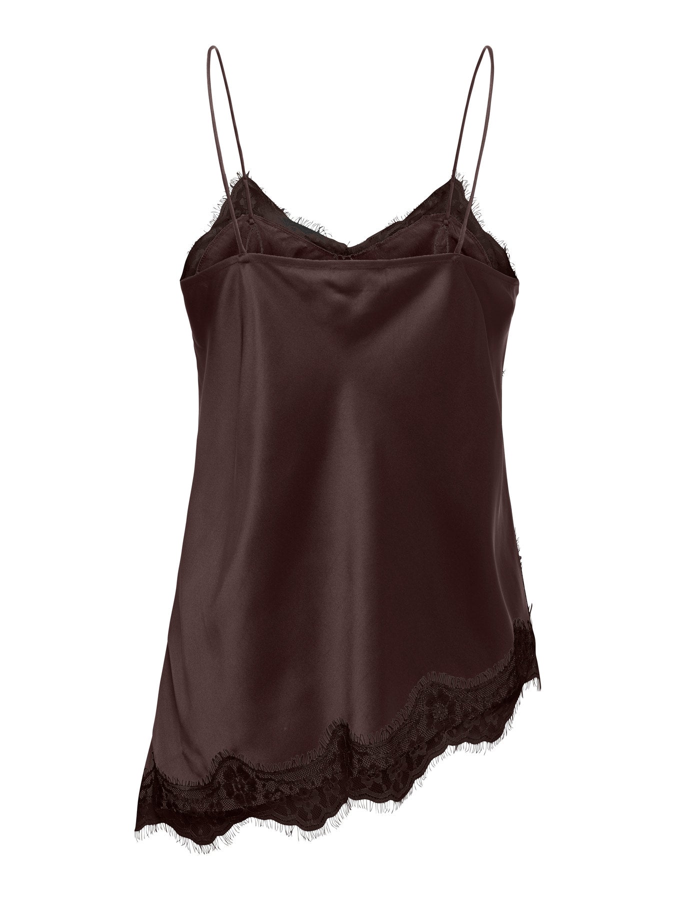 JDY FIFI S/L ASYM LACE SINGLET WVN NOOS BLACK COFFEE