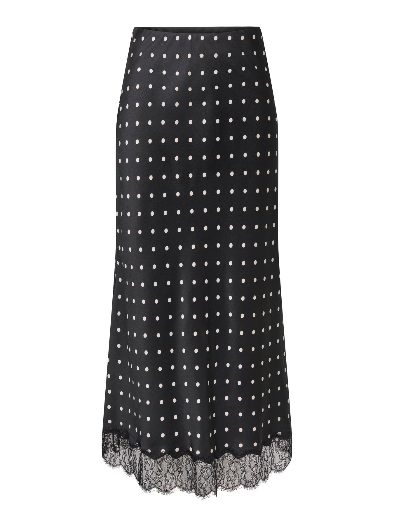 JDY CALLY MW MIDI SKIRT WVN Black CLOUD DANCER DOT