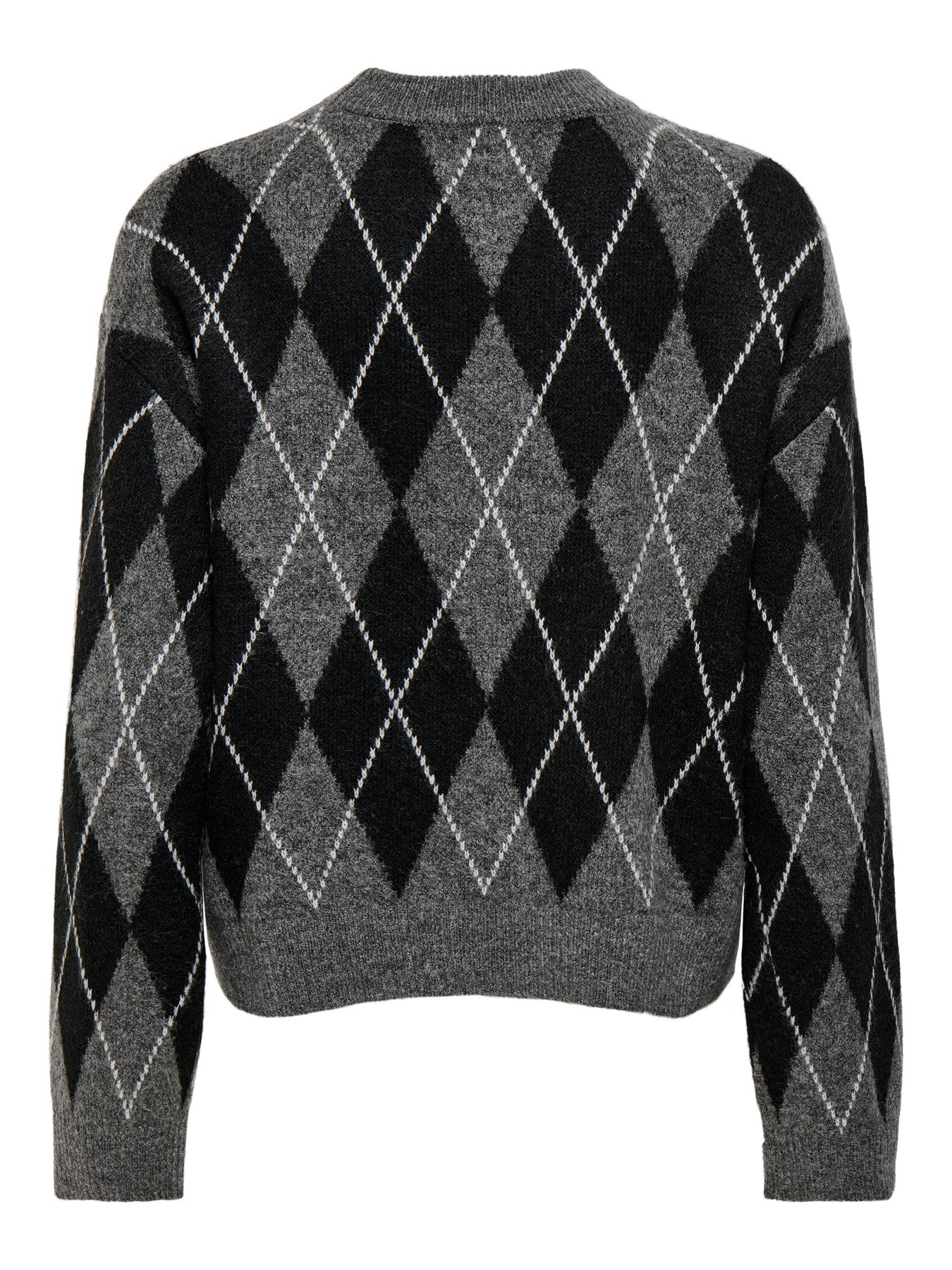 JDY BIANKA L/S ARGYLE PULLOVER KNT NOOS GRÅ