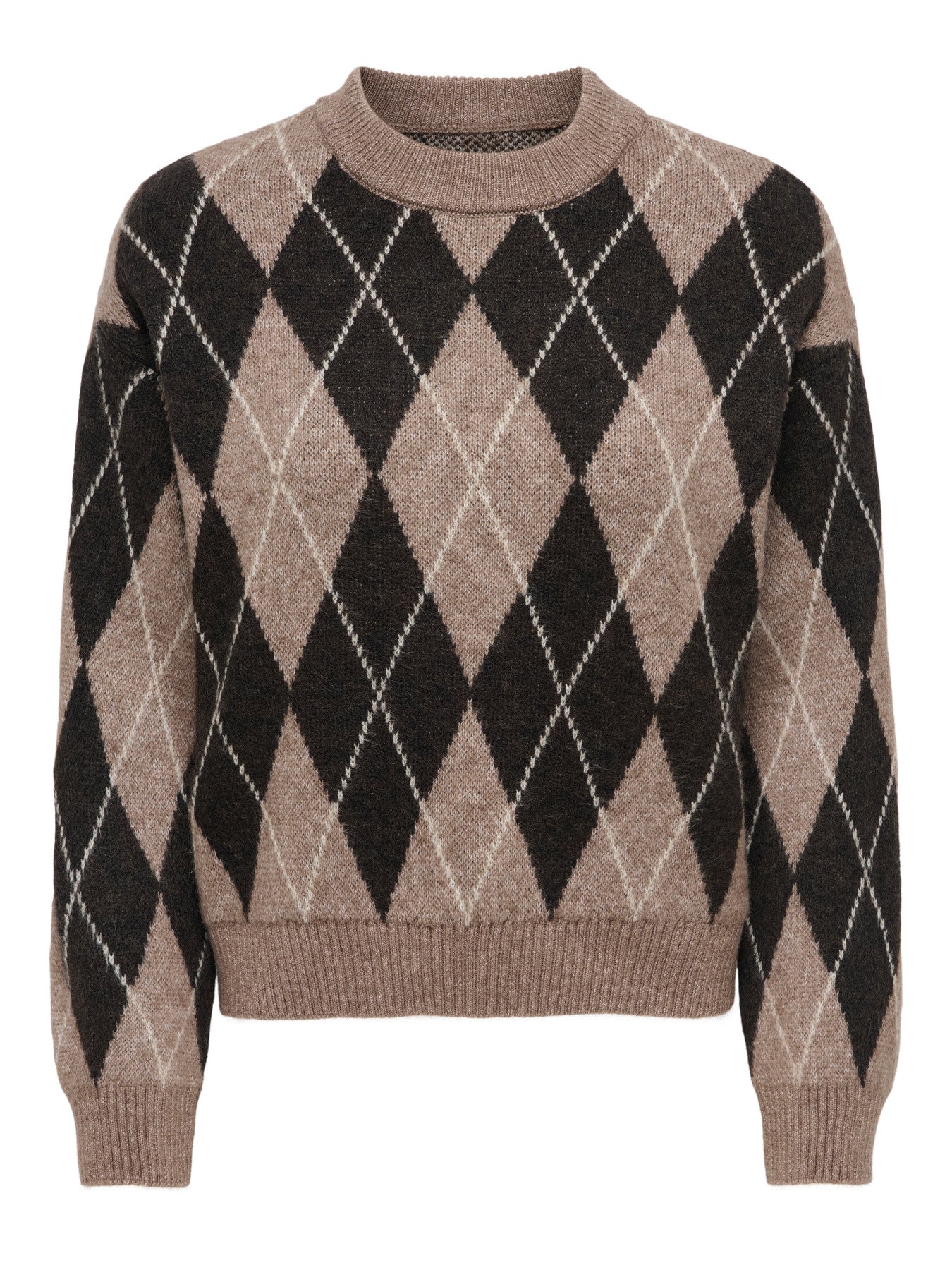 JDY BIANKA L/S ARGYLE PULLOVER KNT NOOS BRUN
